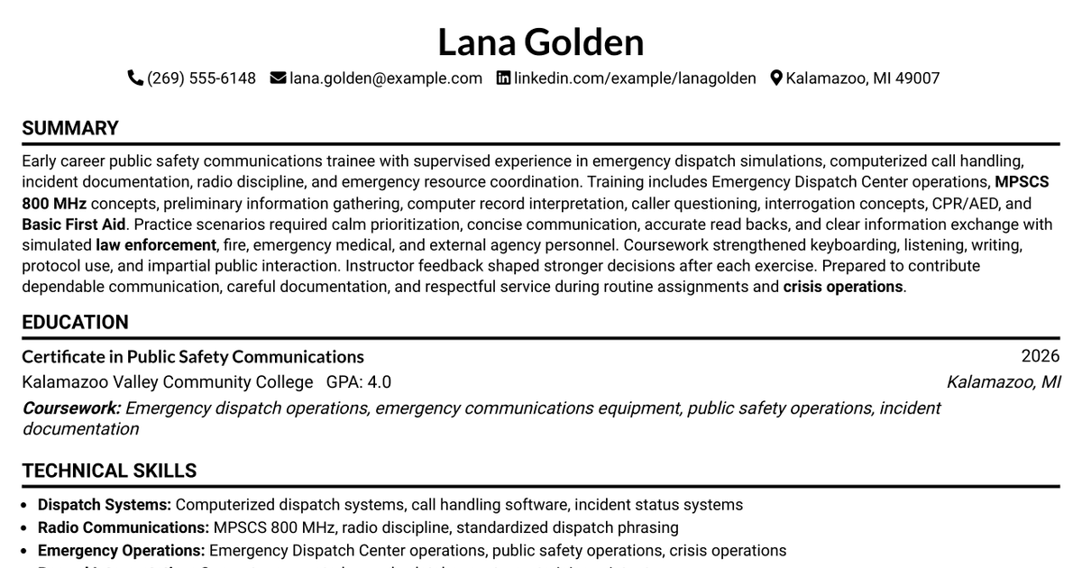 7 Emergency Dispatcher Resume Templates with Example