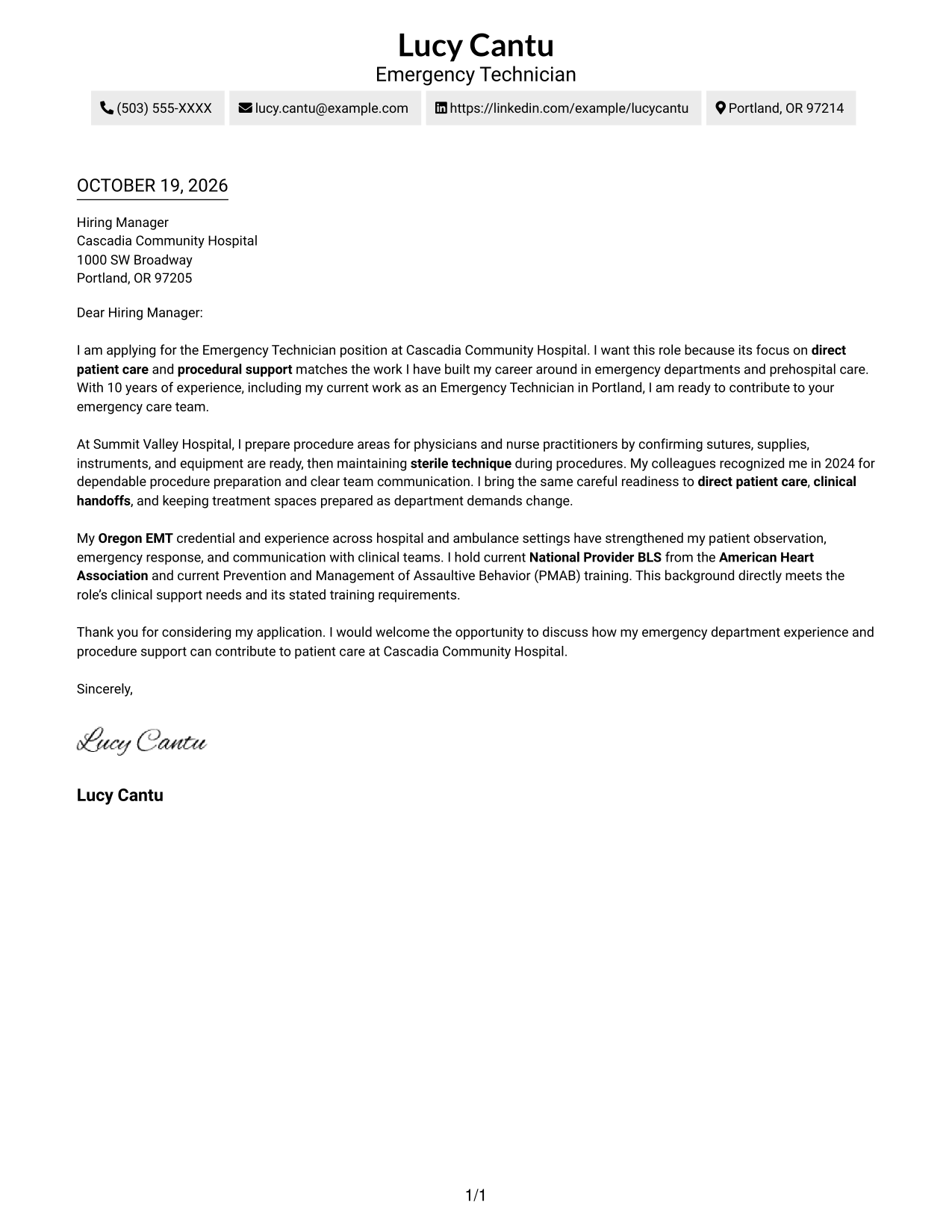 Cover letter example — page 1