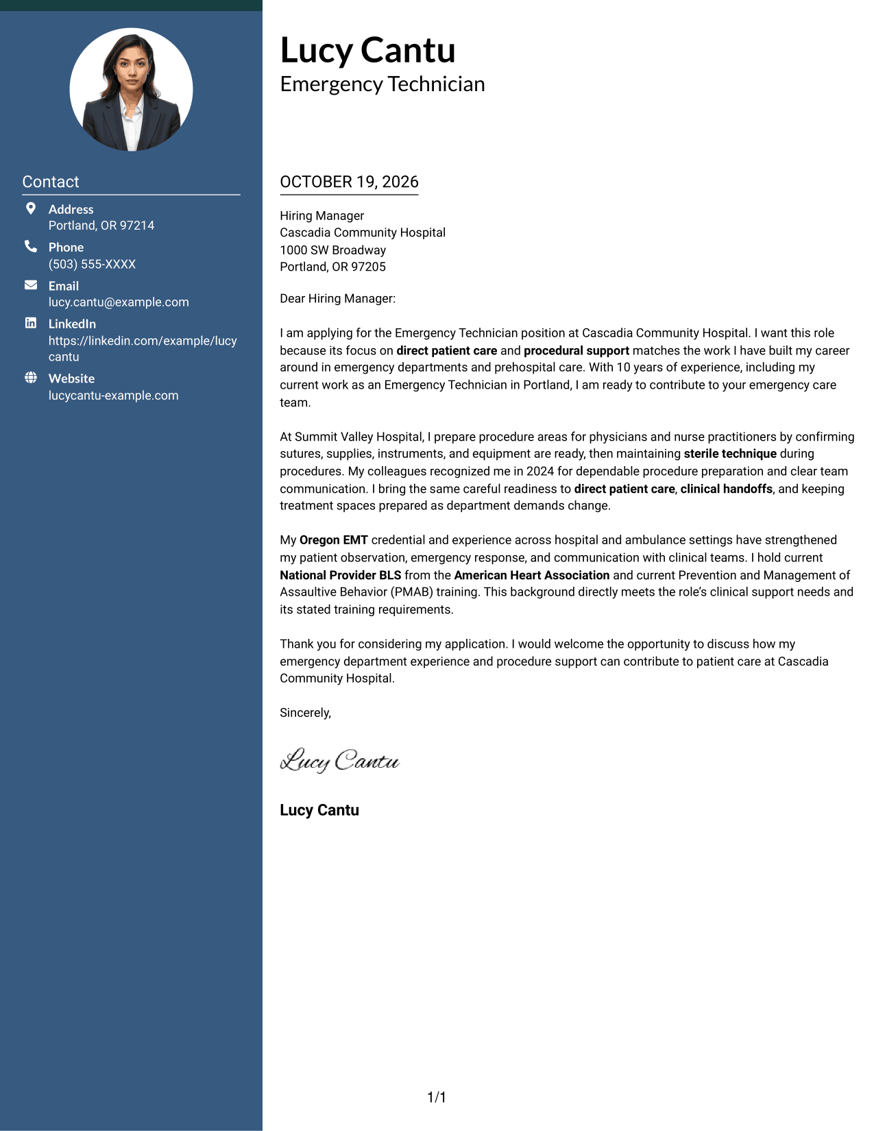 Cover letter example — page 1