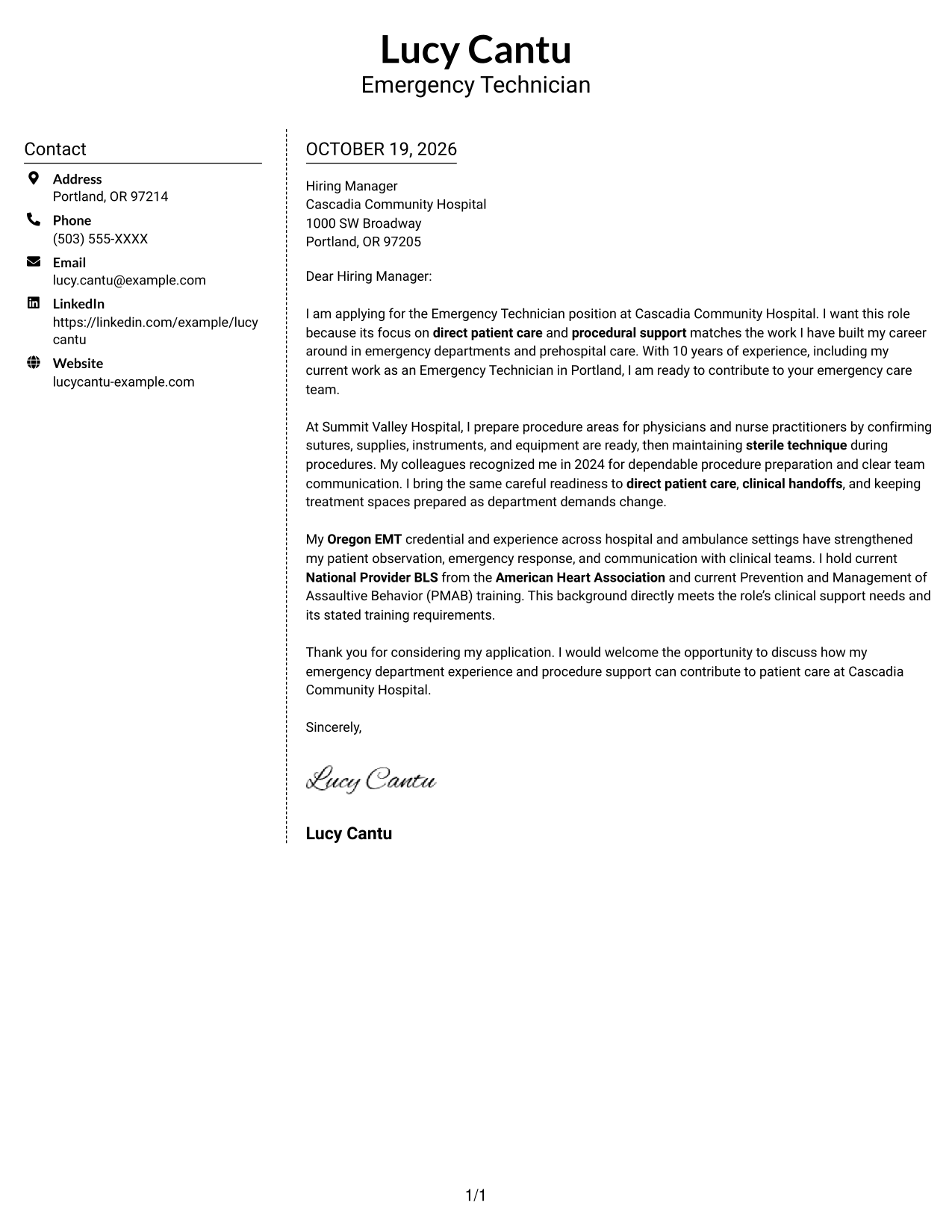 Cover letter example — page 1