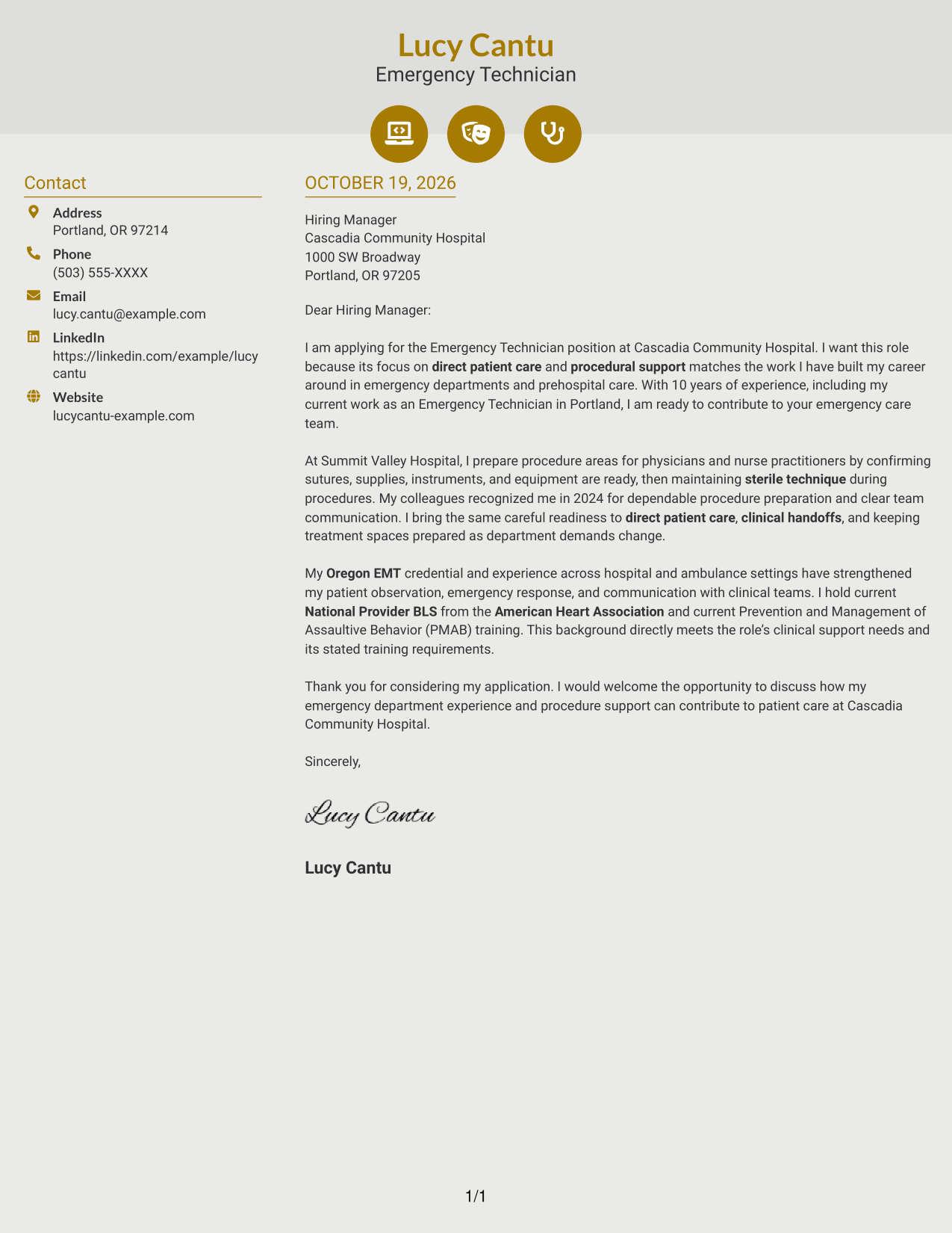Cover letter example — page 1