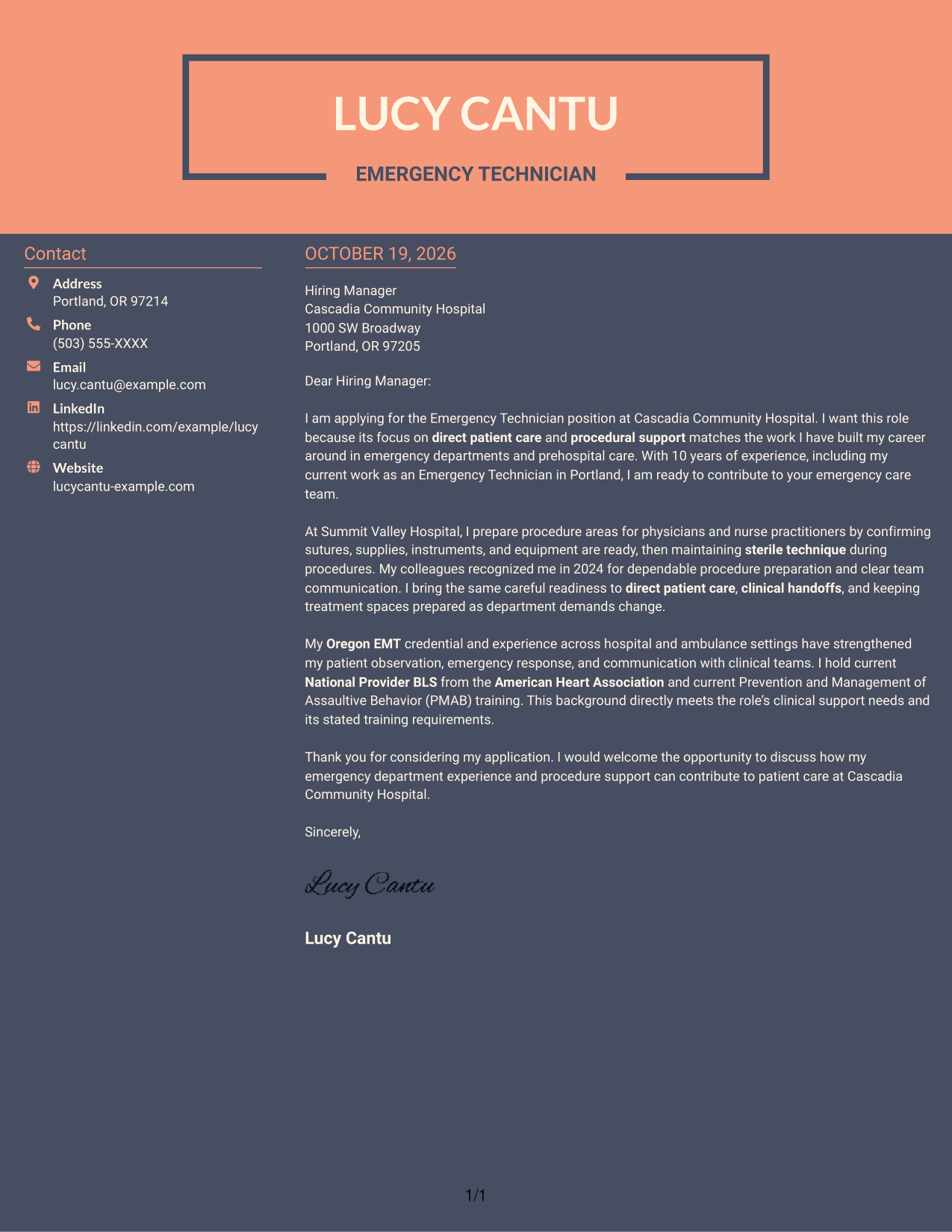 Cover letter example — page 1