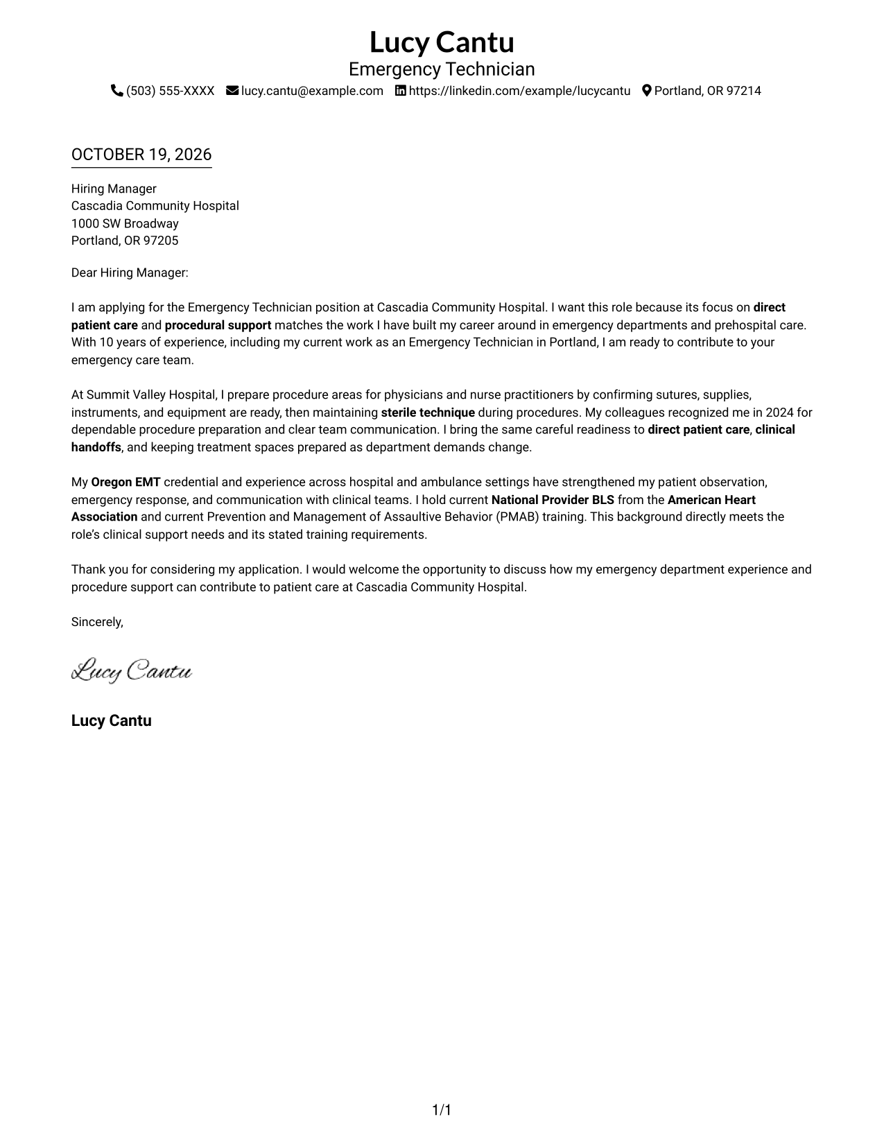 Cover letter example — page 1