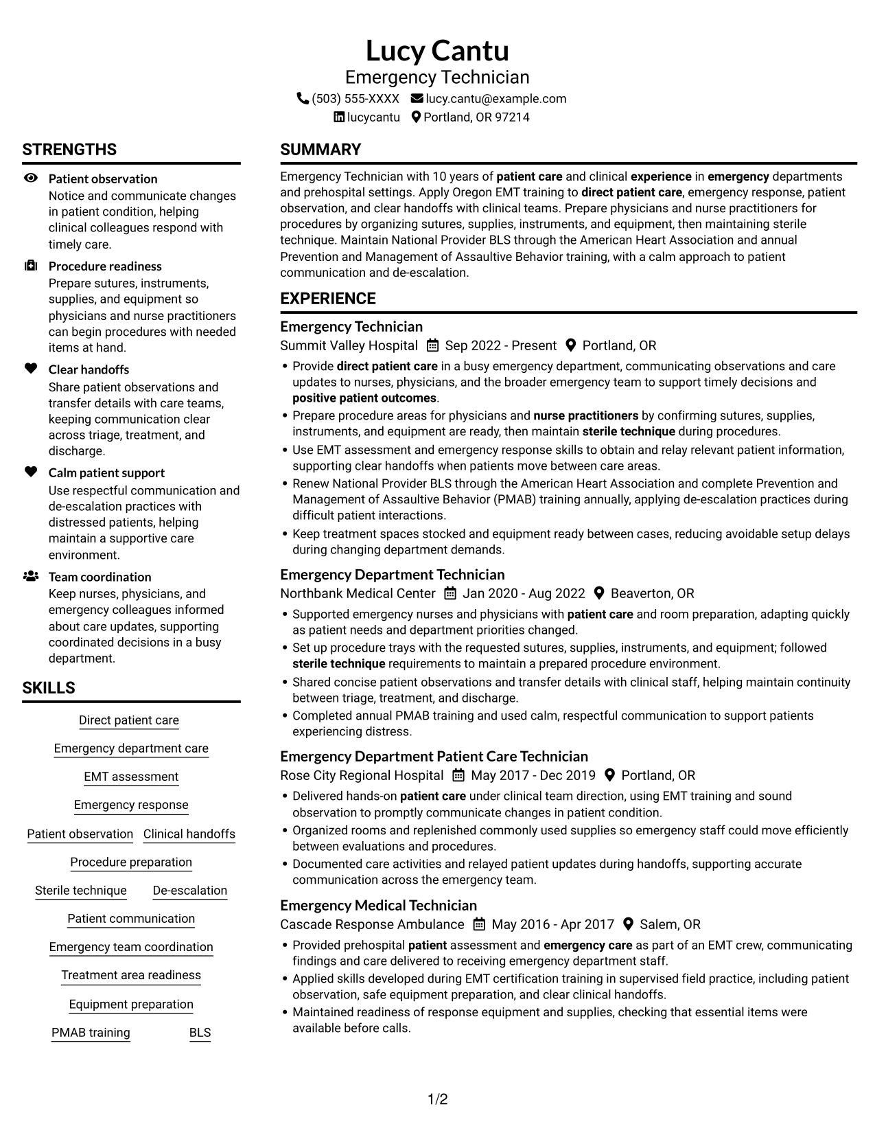 Resume example — page 1
