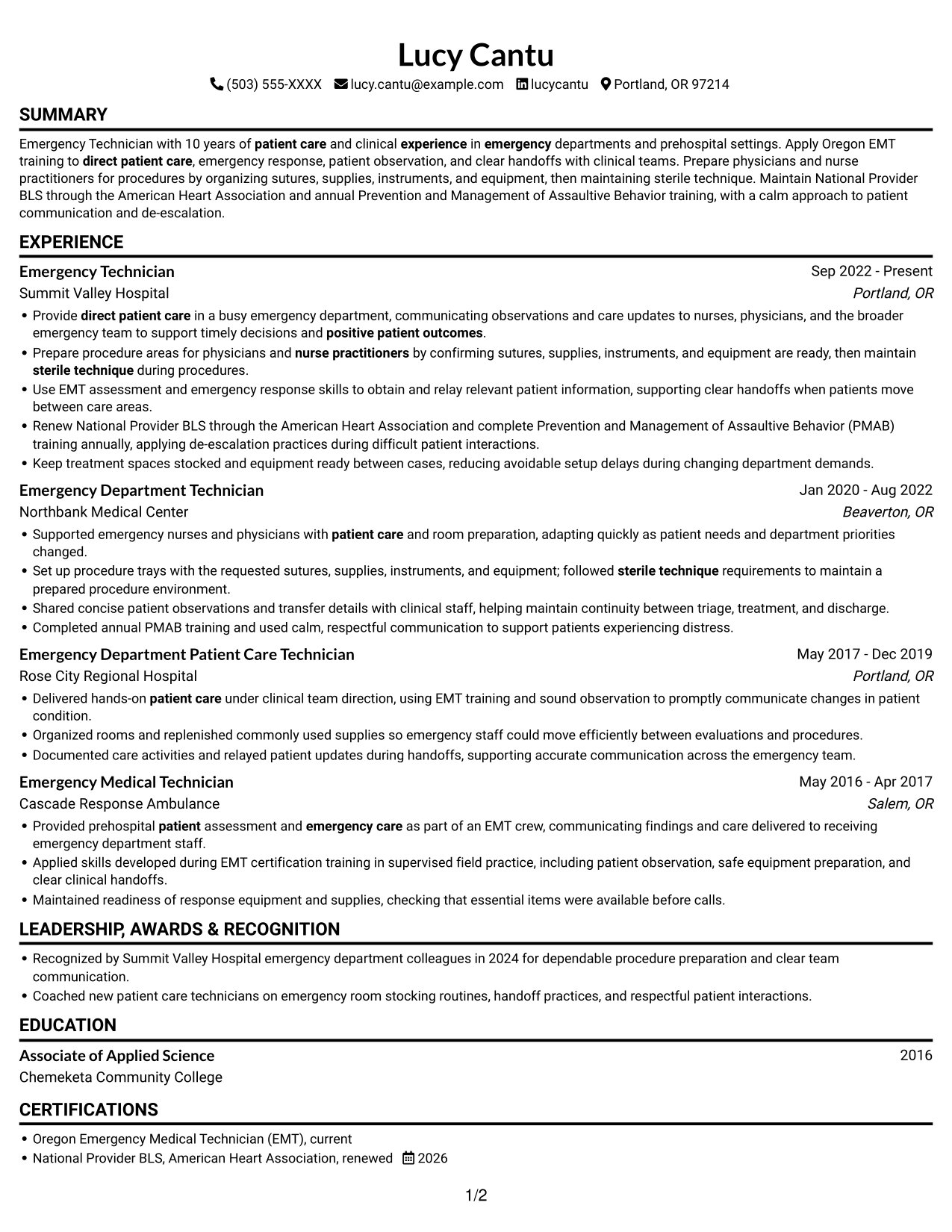 Resume example — page 1