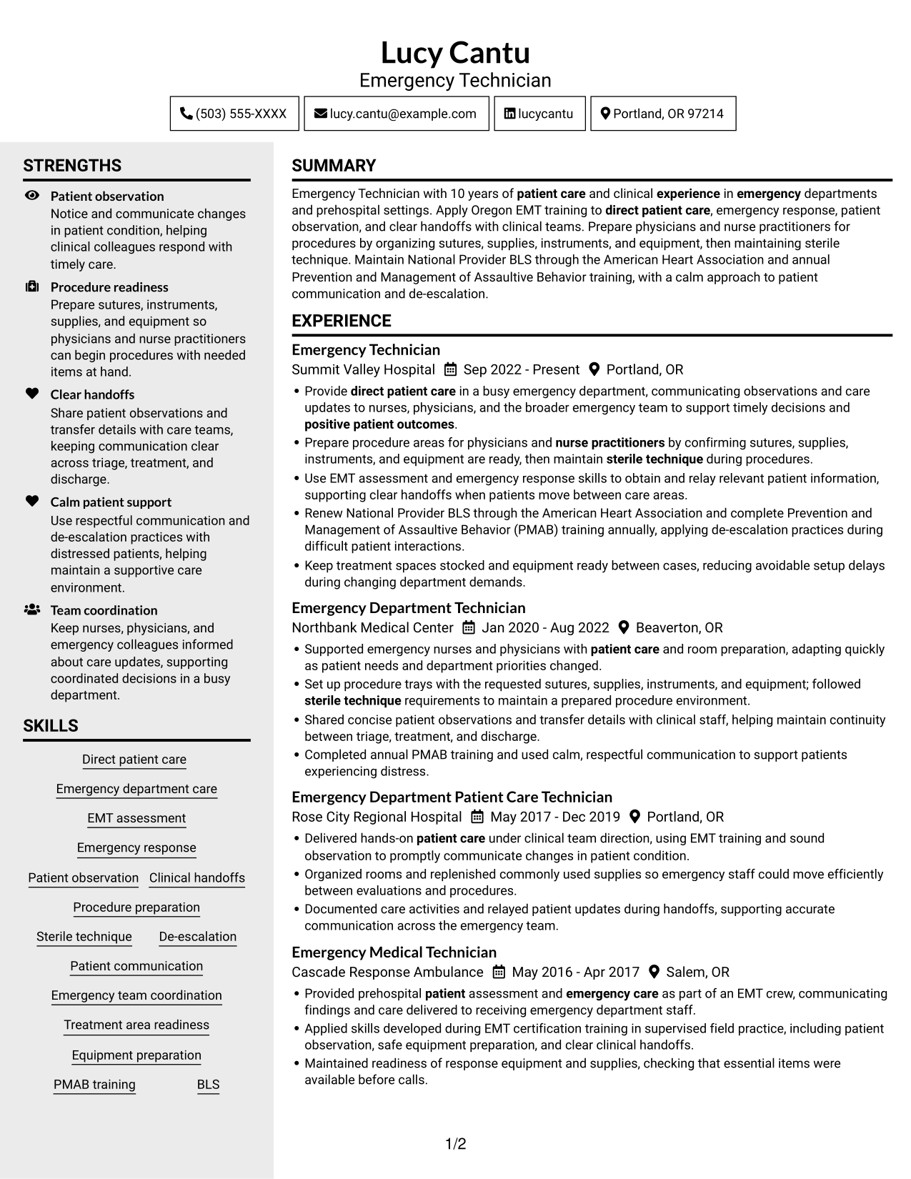 Resume example — page 1