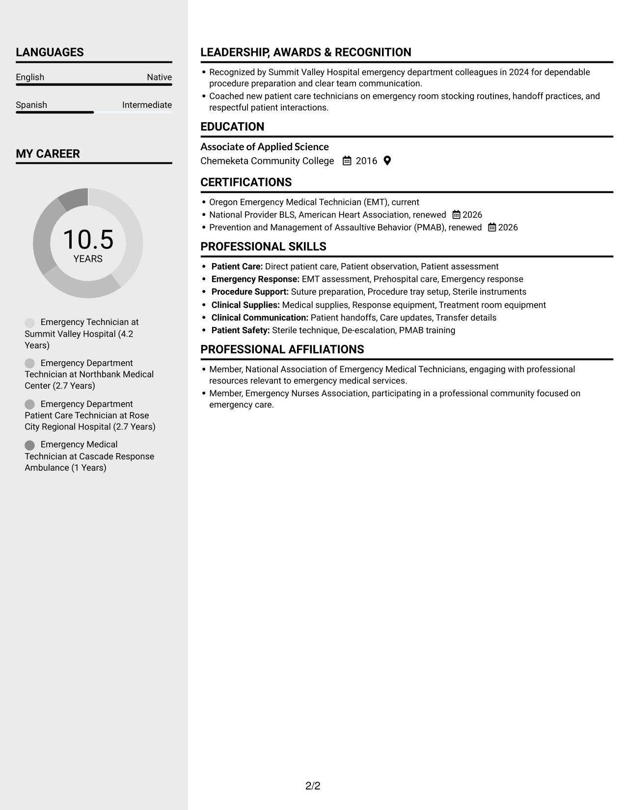 Resume example — page 2