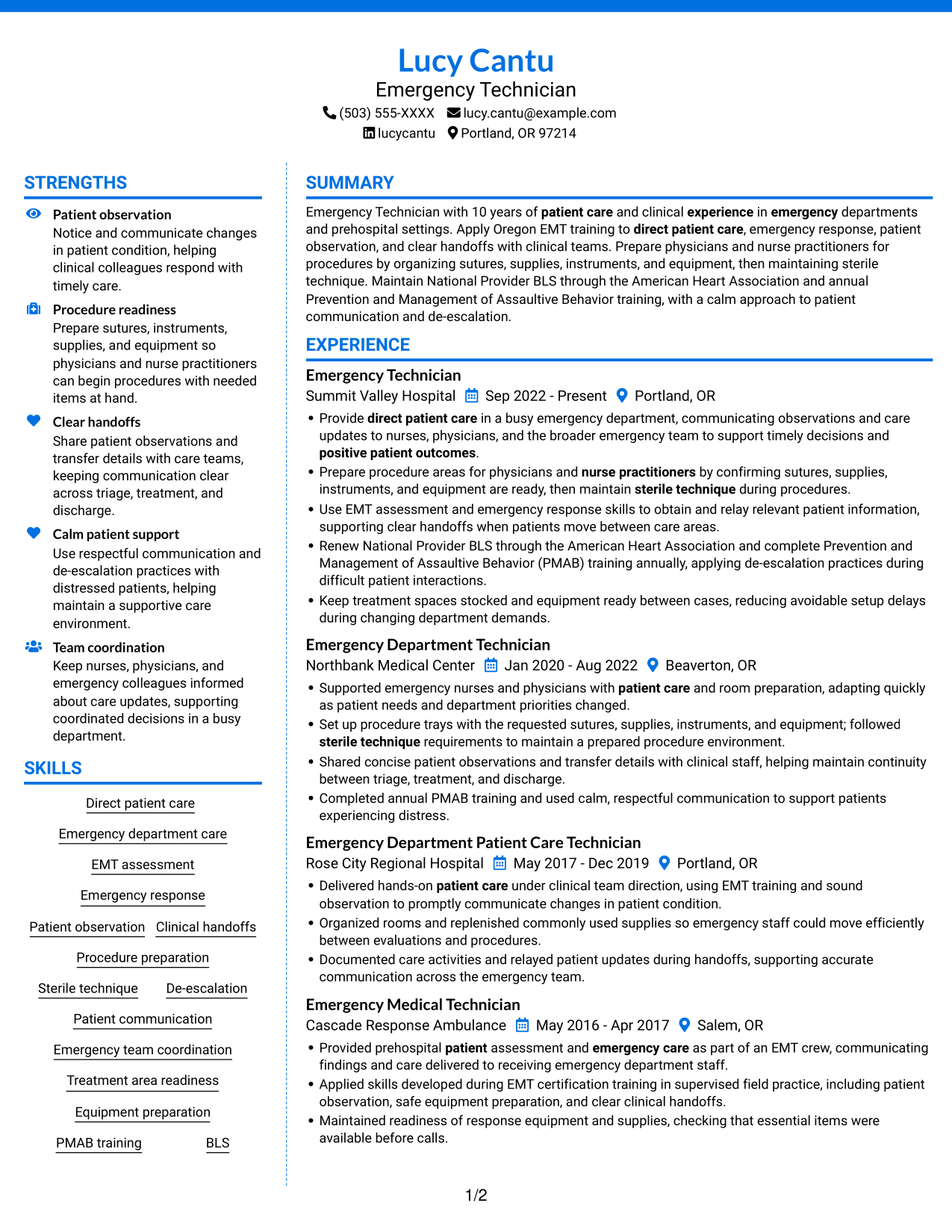 Resume example — page 1