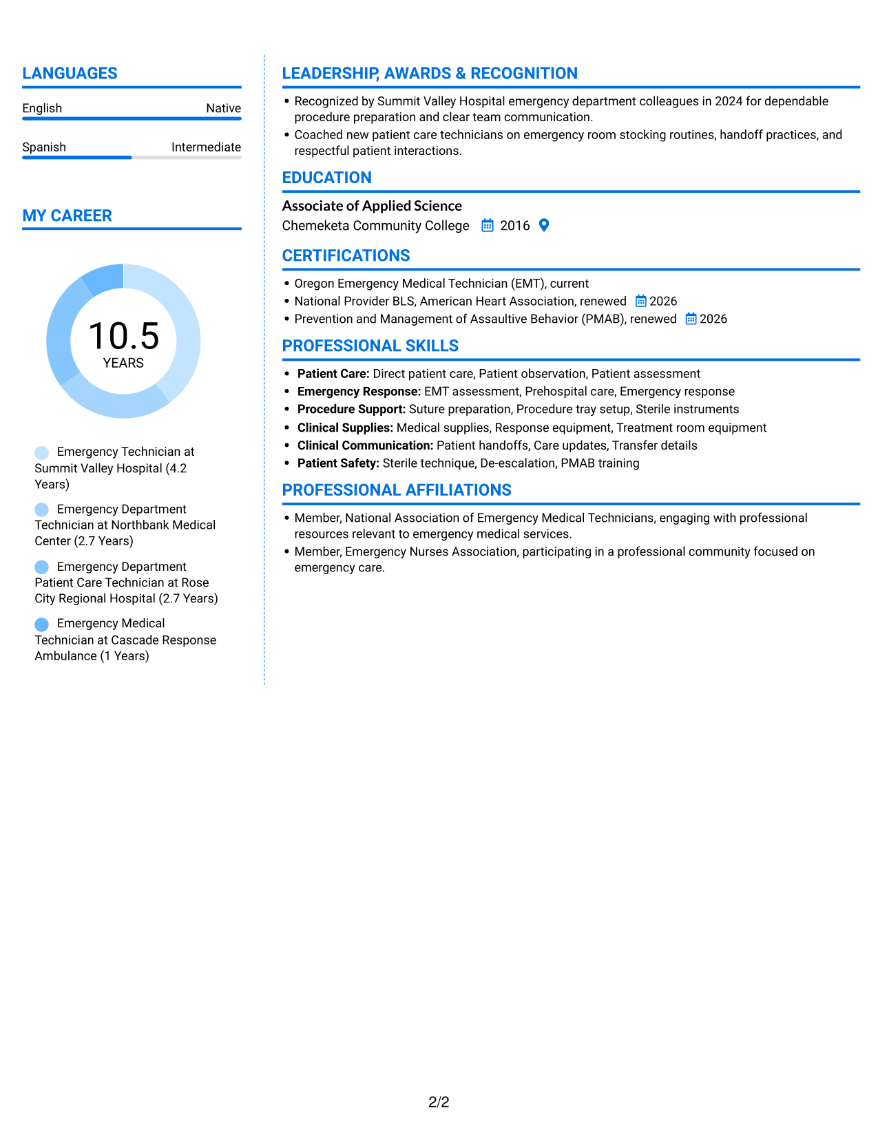 Resume example — page 2
