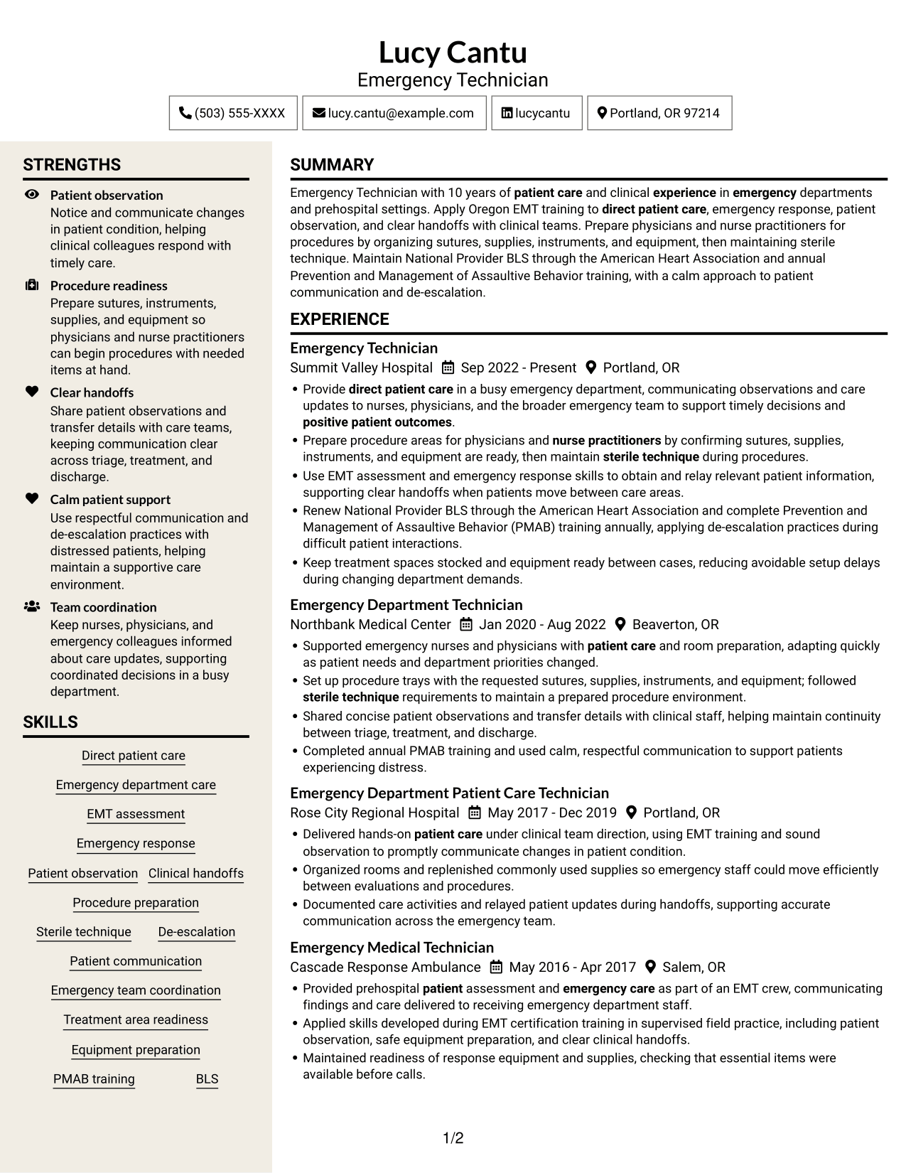 Resume example — page 1