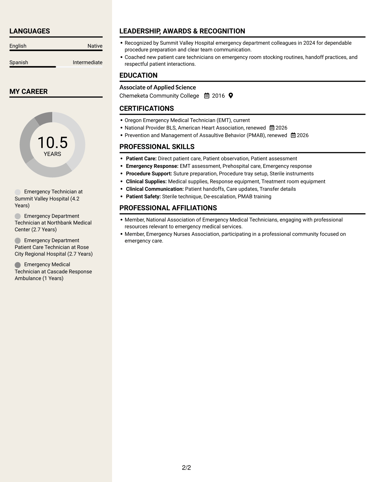 Resume example — page 2