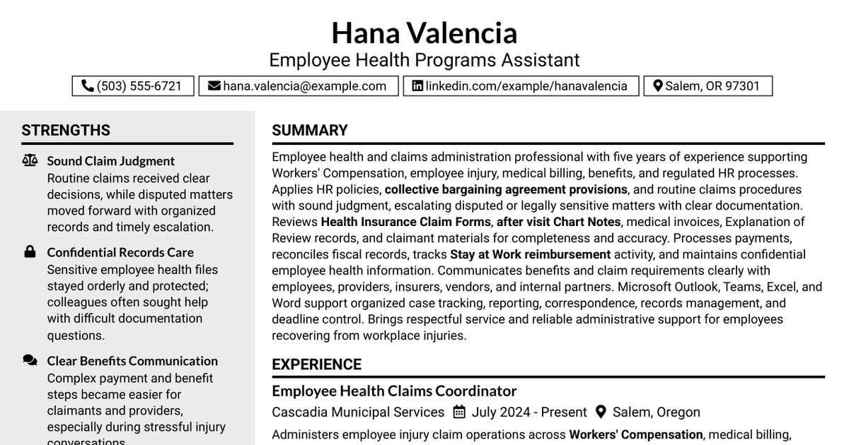 7 Employee Health Programs Assistant Resume Templates with Example