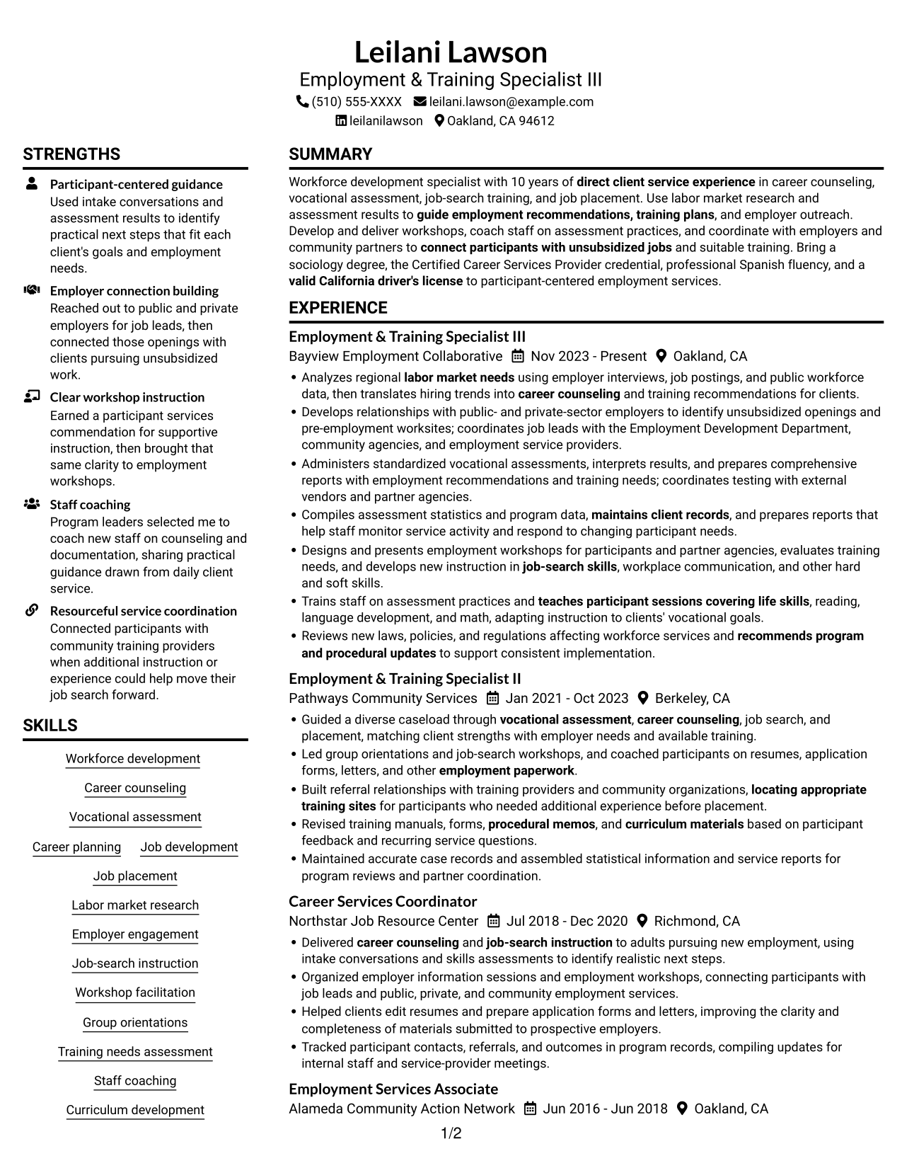 Resume example — page 1
