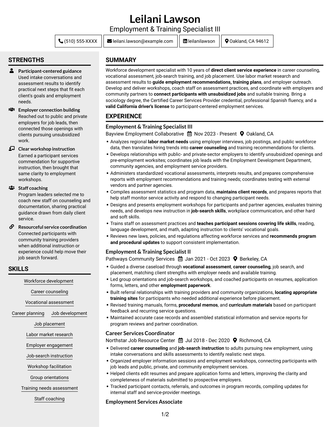 Resume example — page 1
