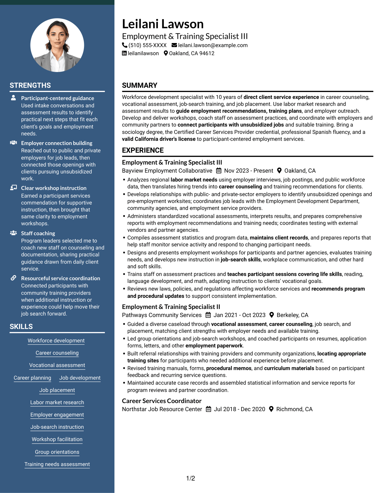 Resume example — page 1