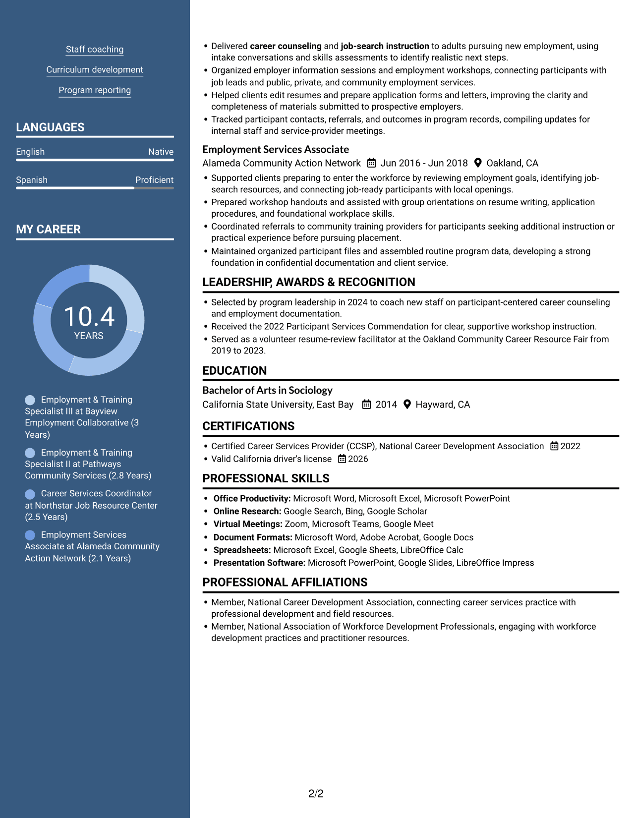 Resume example — page 2