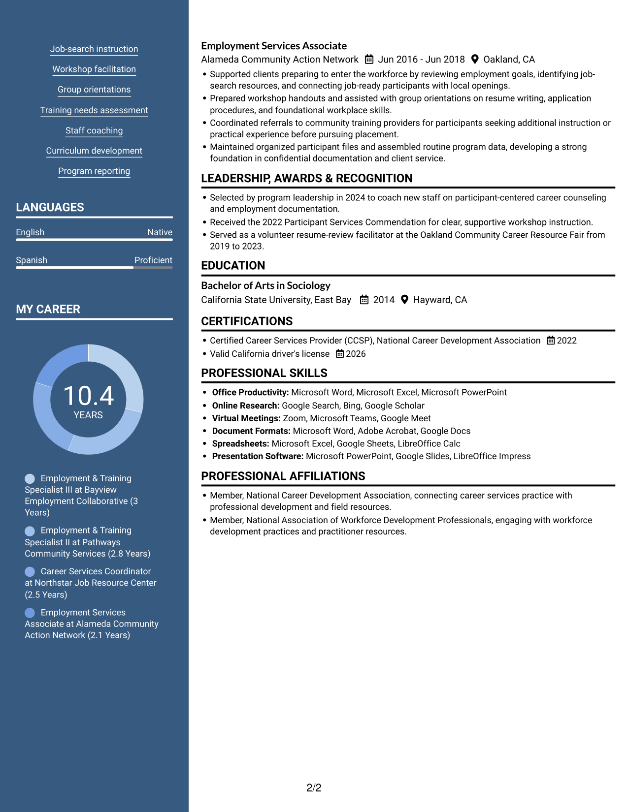 Resume example — page 2