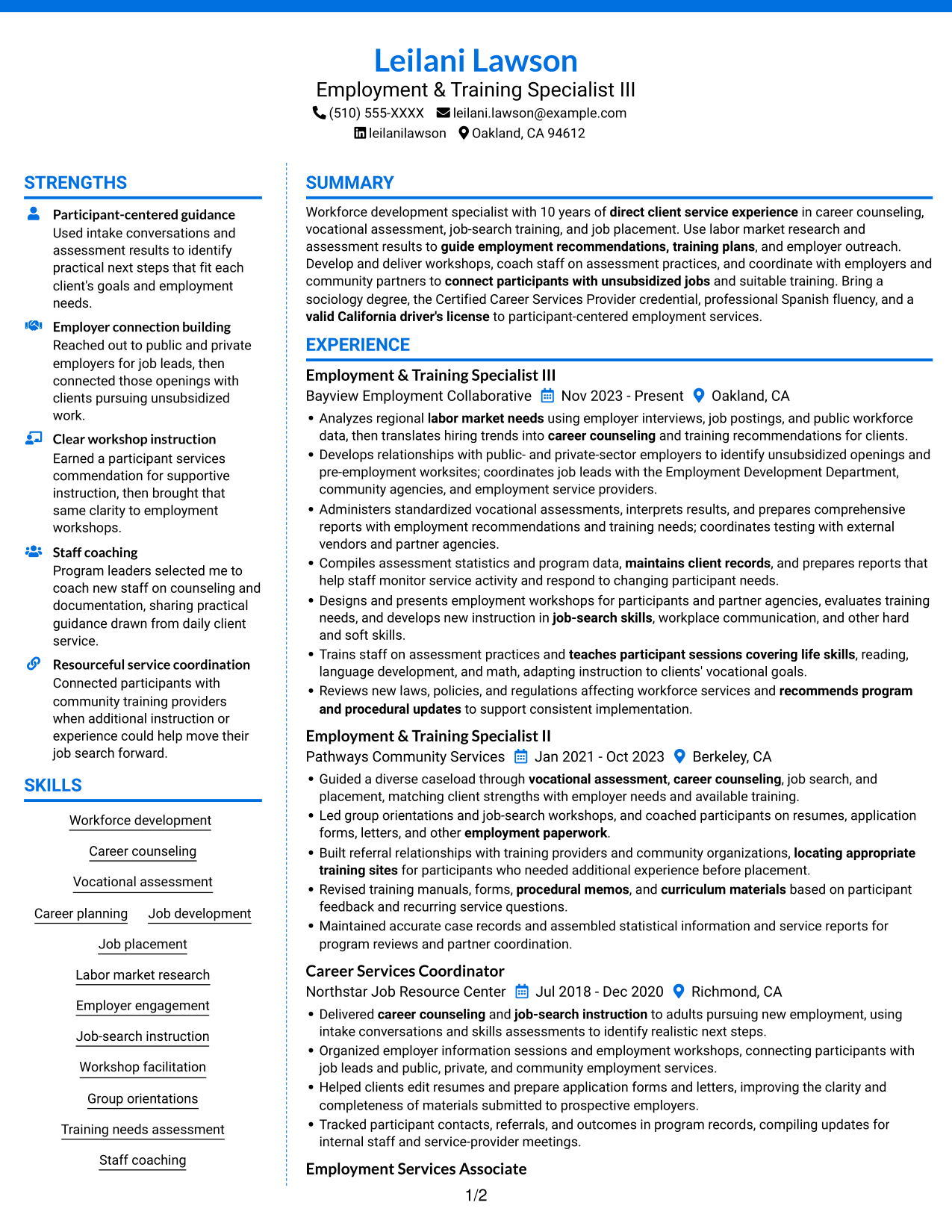 Resume example — page 1