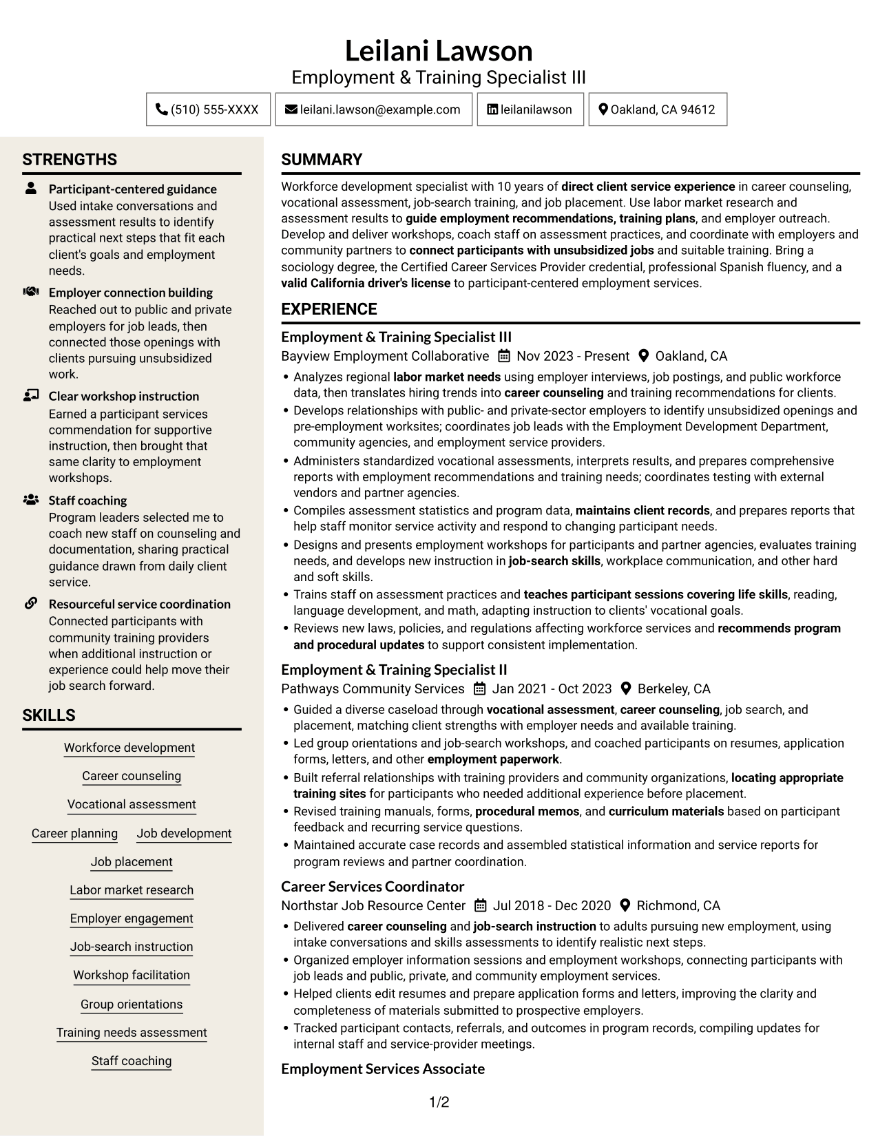 Resume example — page 1