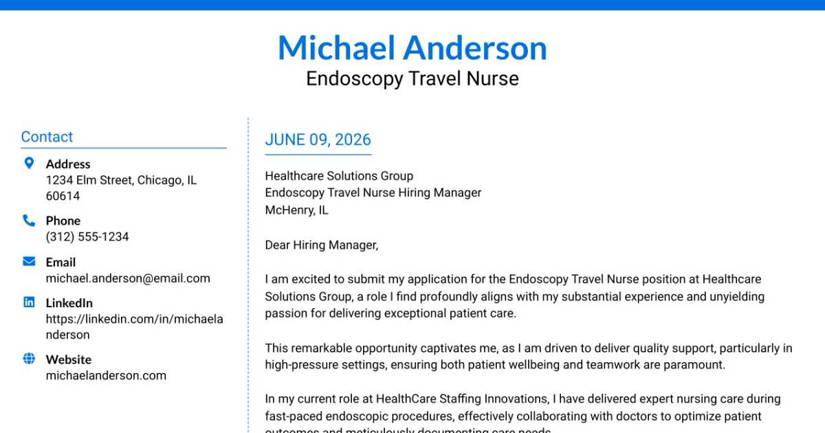 30+ Endoscopy Travel Nurse Cover Letter Templates with Example 2026