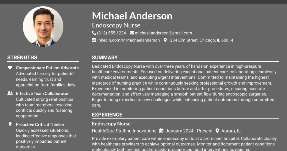 33 Endoscopy Travel Nurse Resume Templates with Example 2026 (ATS-Optimized)