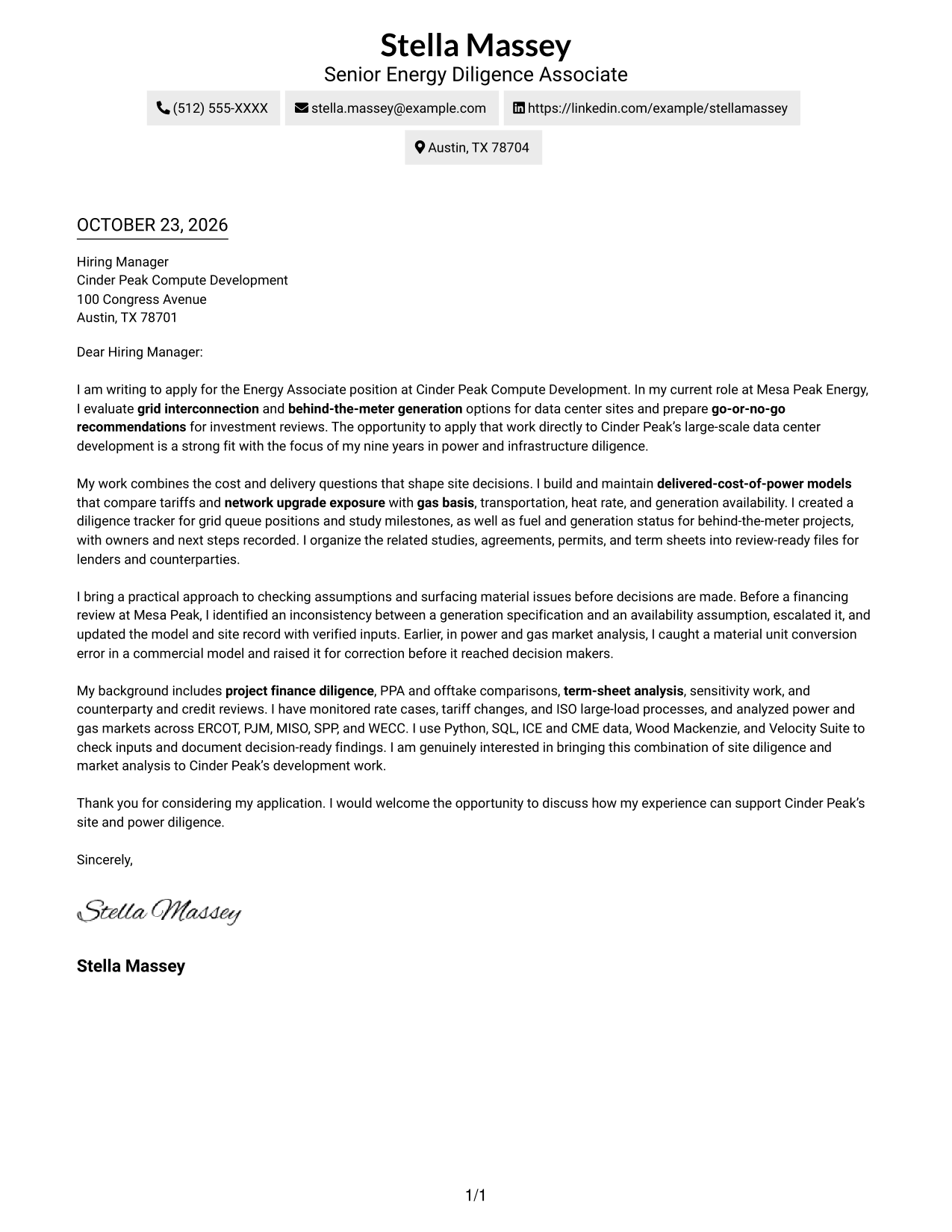 Cover letter example — page 1
