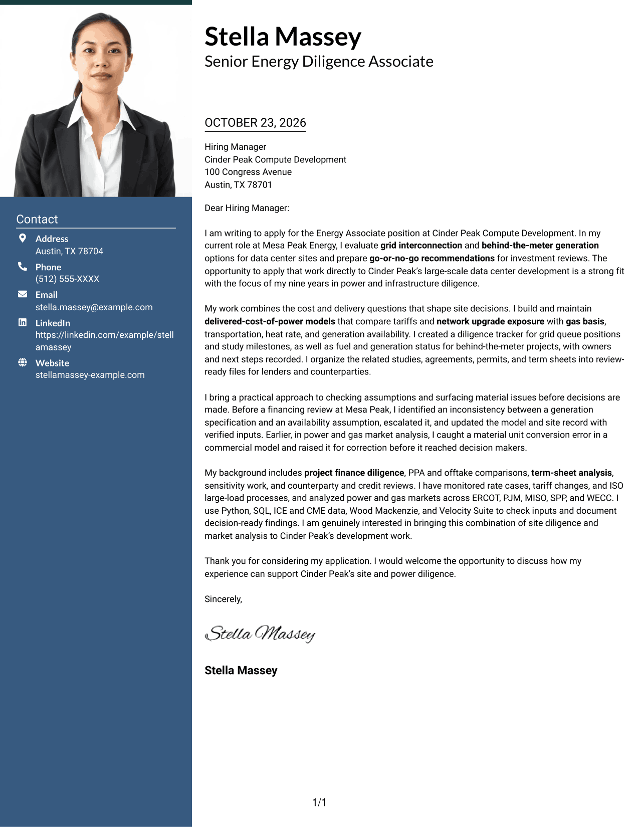 Cover letter example — page 1