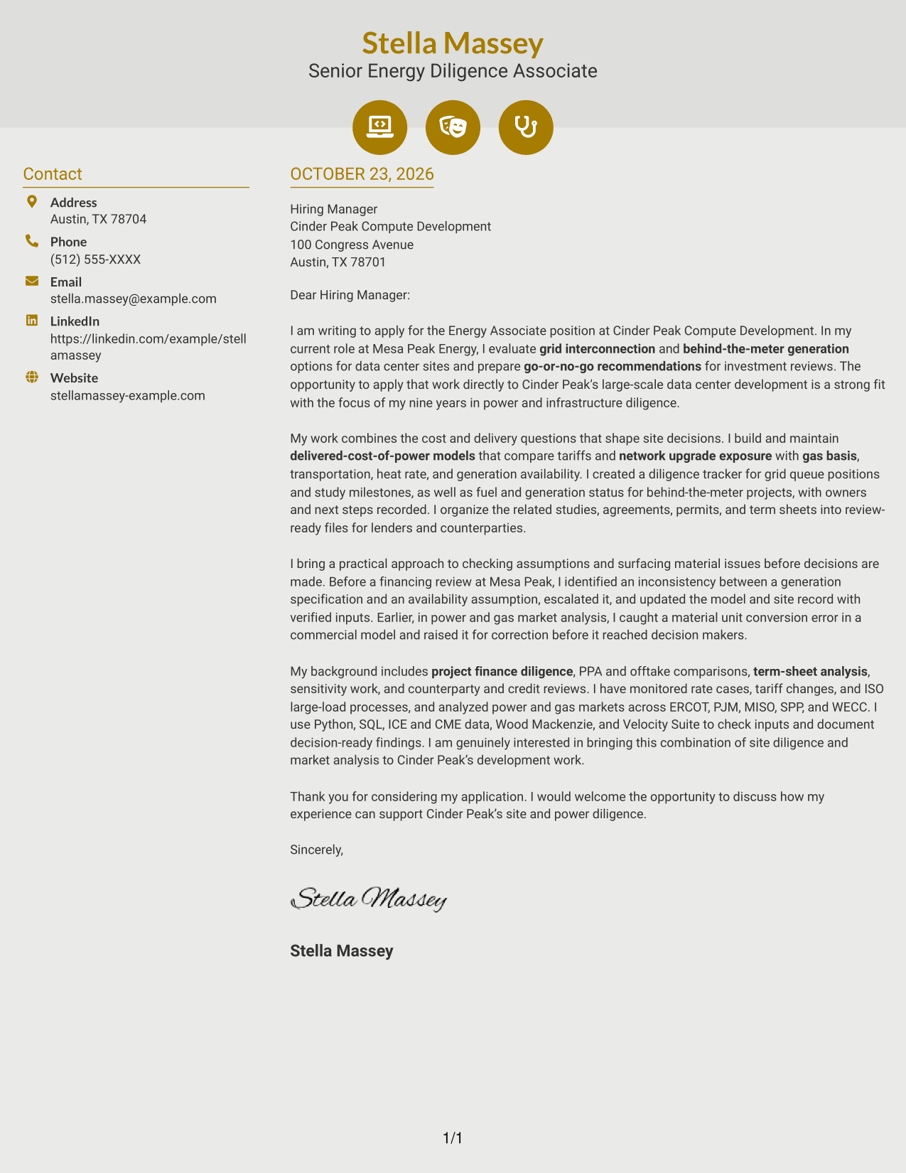 Cover letter example — page 1
