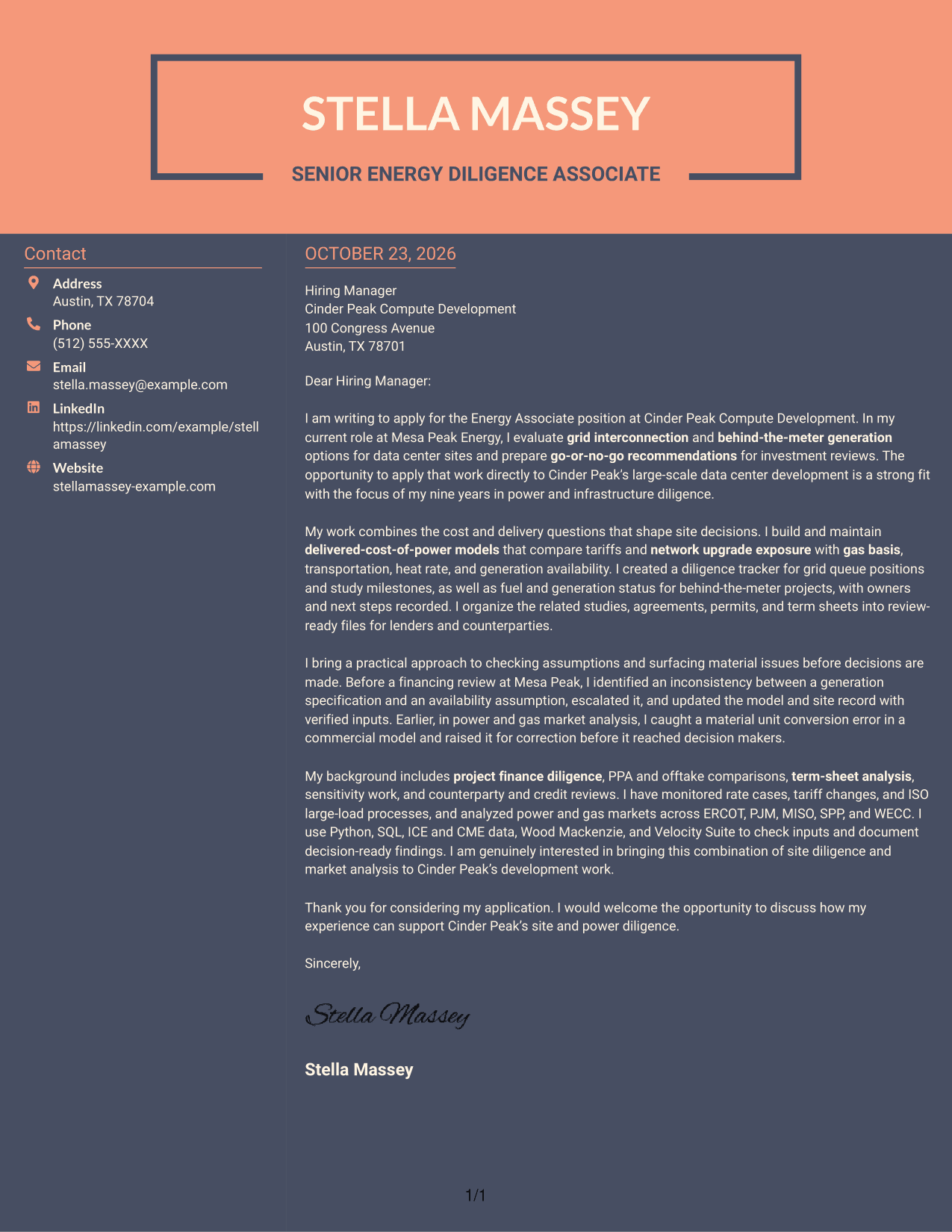 Cover letter example — page 1