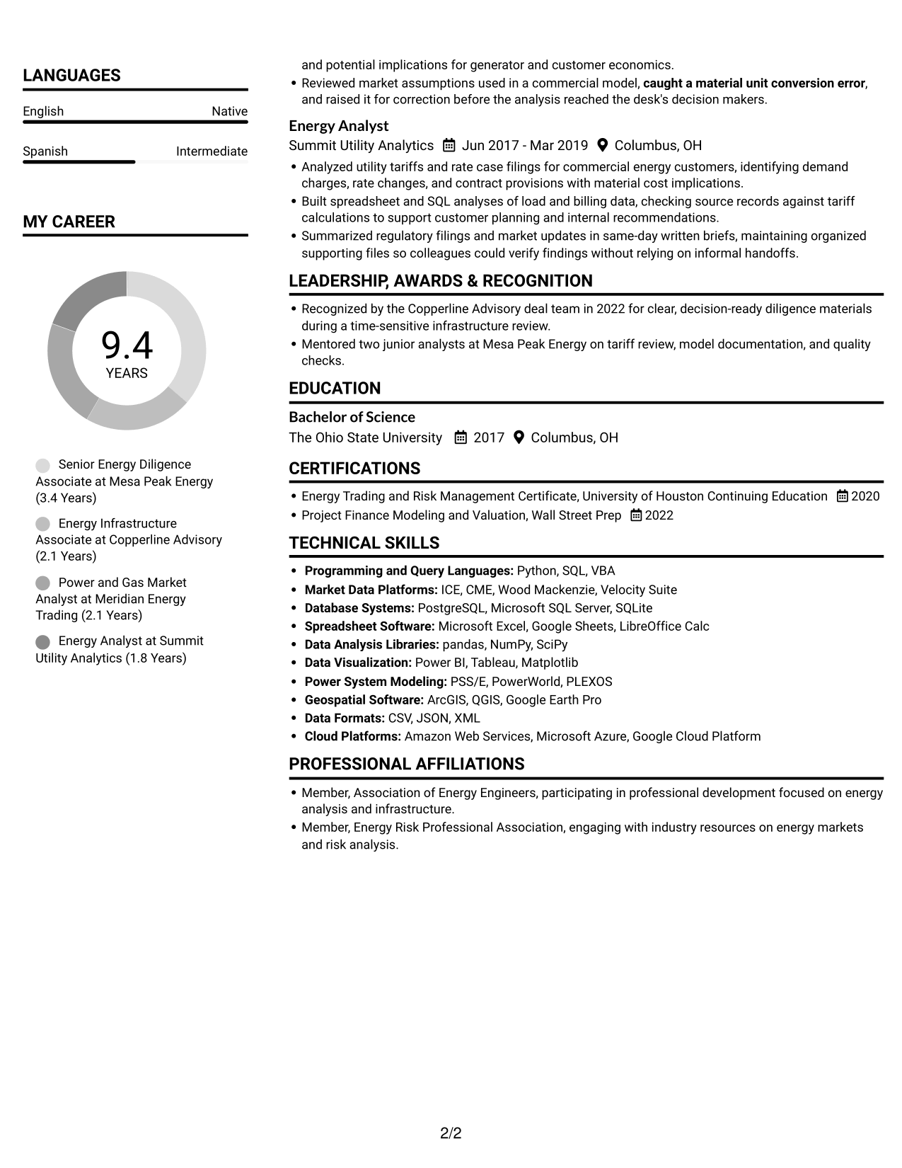 Resume example — page 2