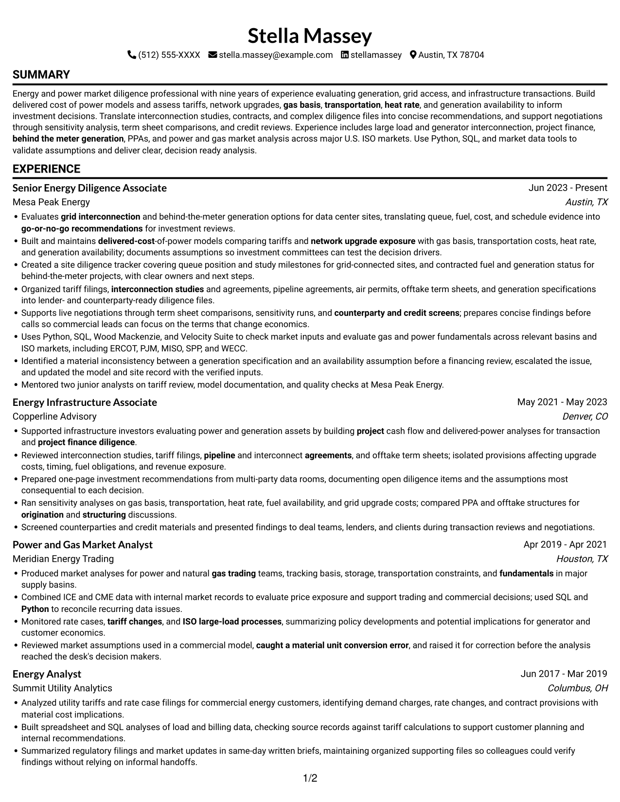 Resume example — page 1