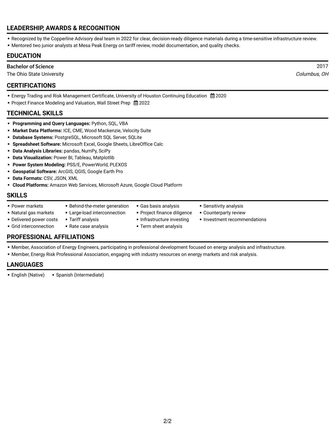 Resume example — page 2