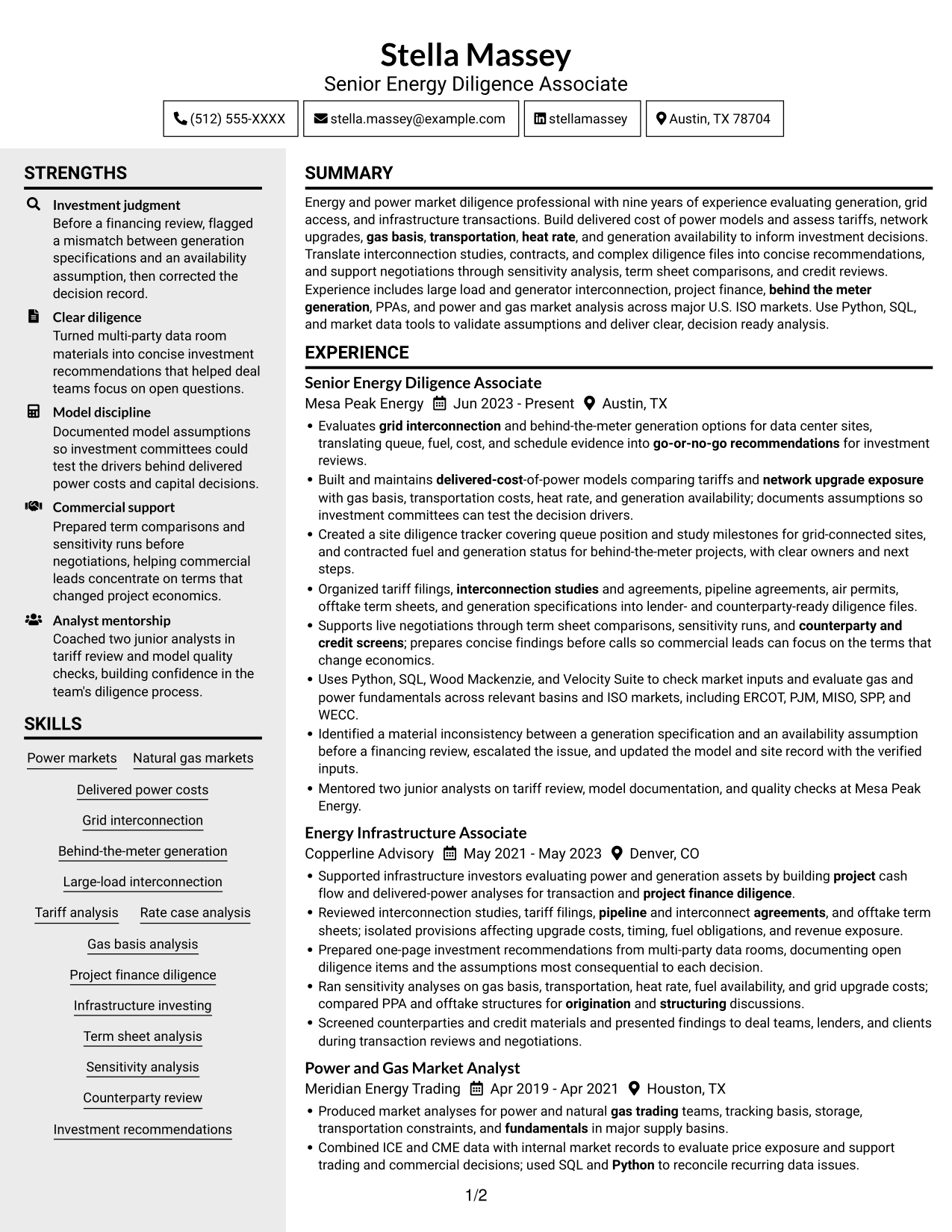 Resume example — page 1