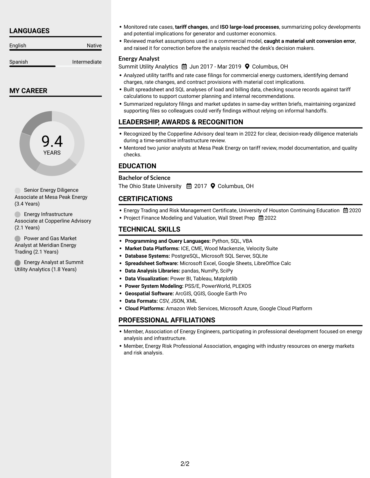 Resume example — page 2
