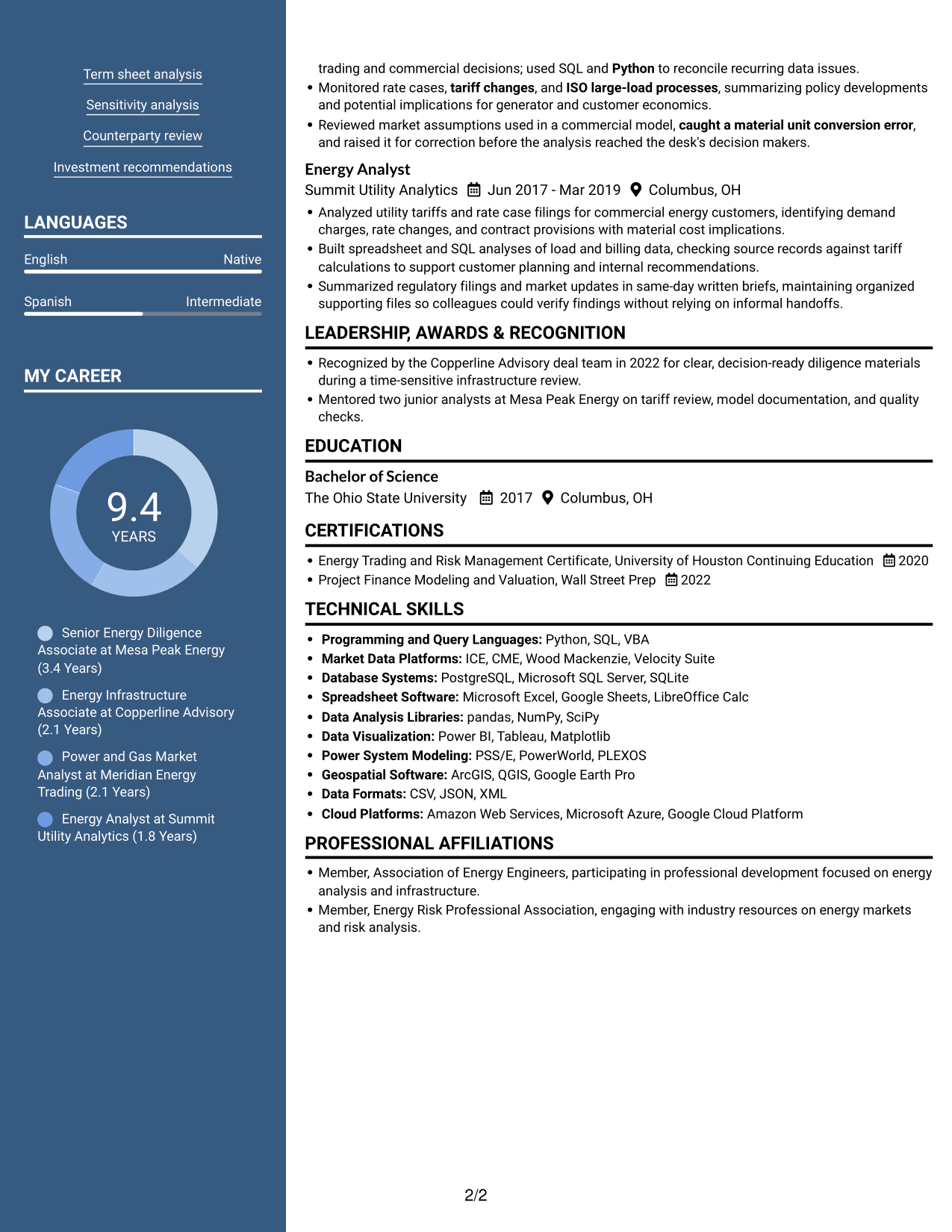 Resume example — page 2