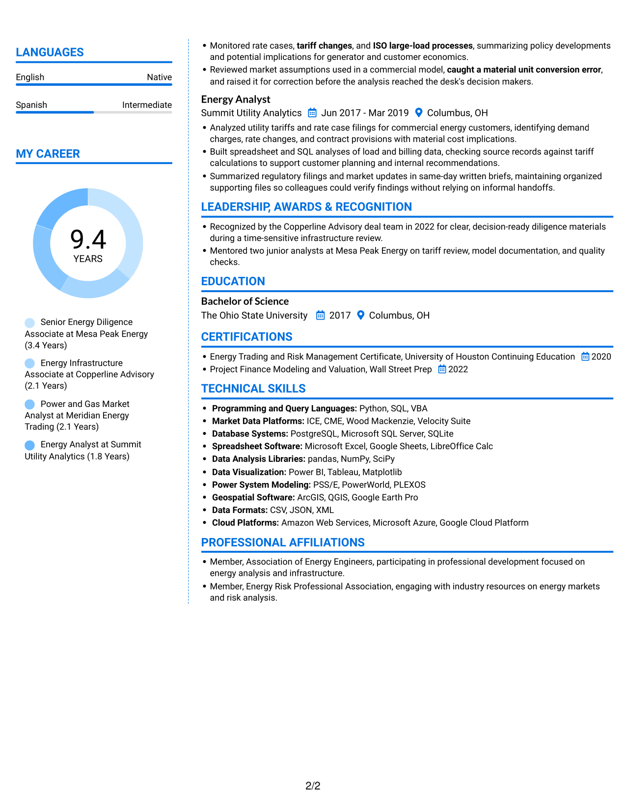 Resume example — page 2