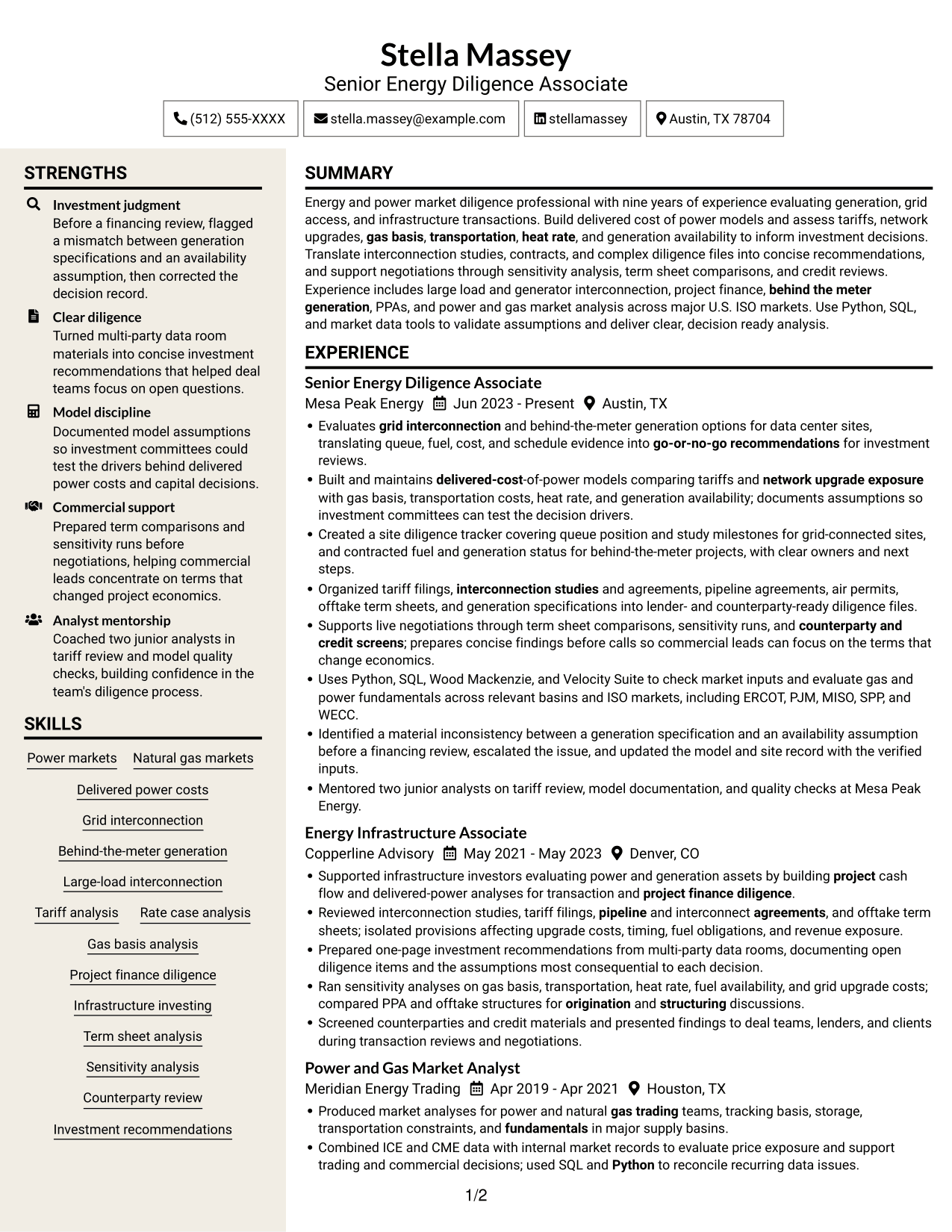 Resume example — page 1