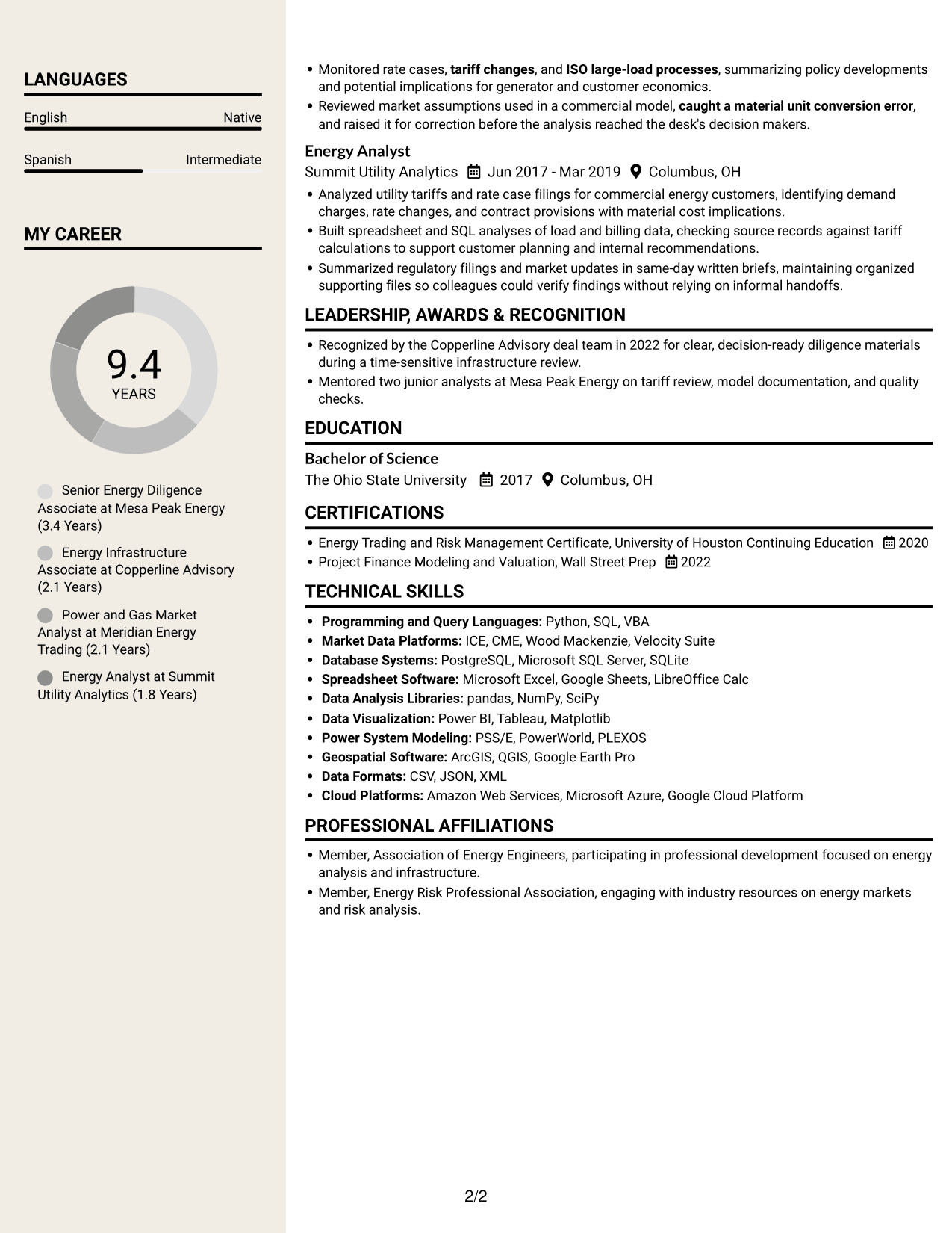 Resume example — page 2