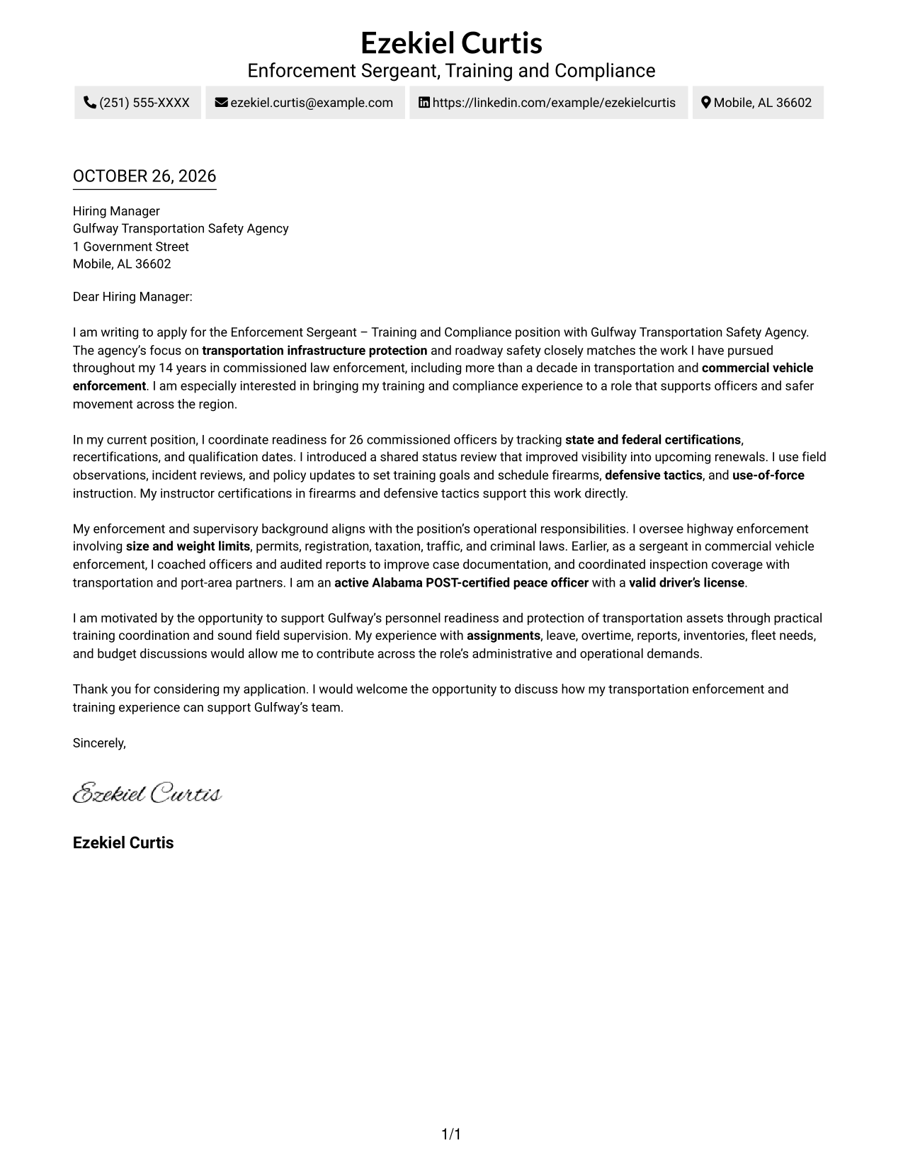 Cover letter example — page 1