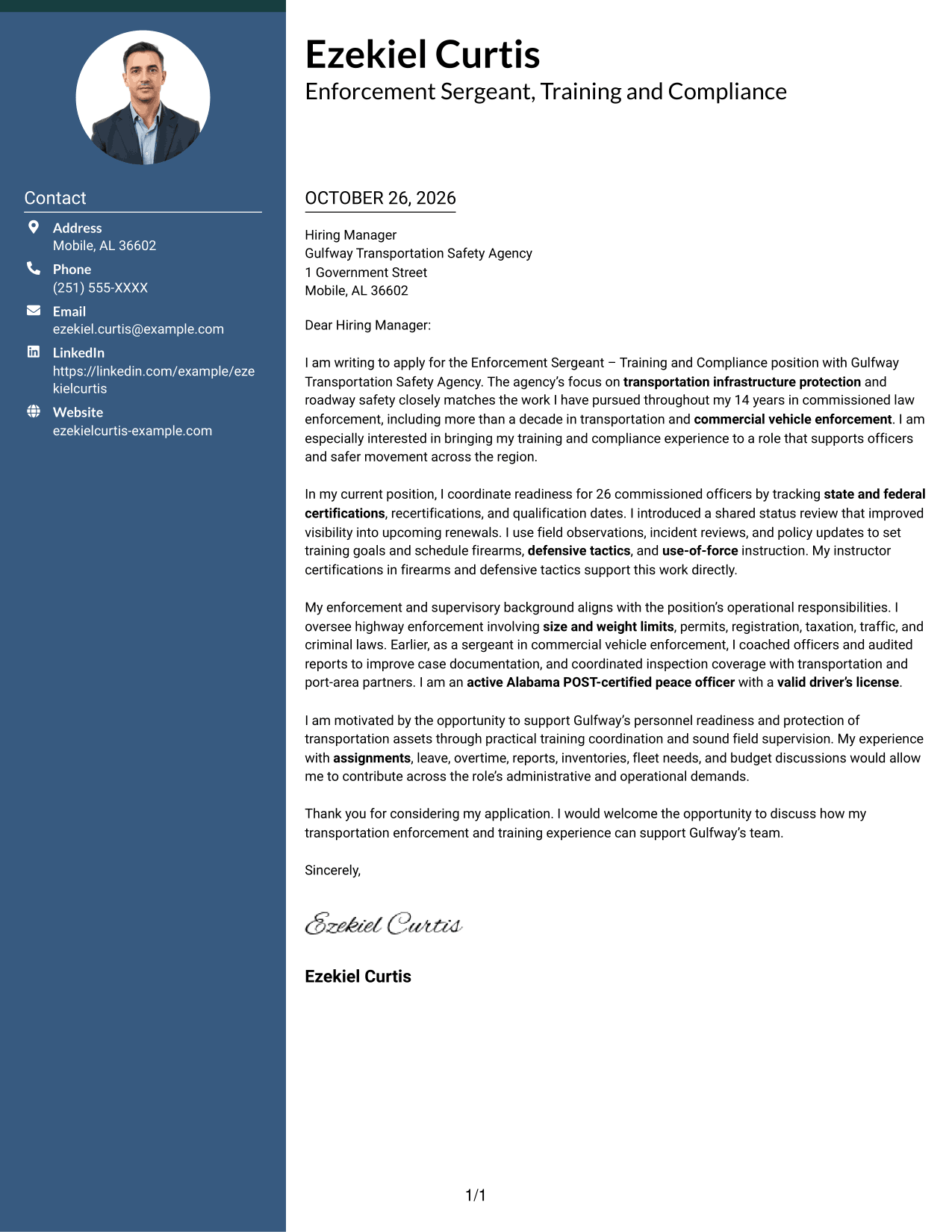 Cover letter example — page 1
