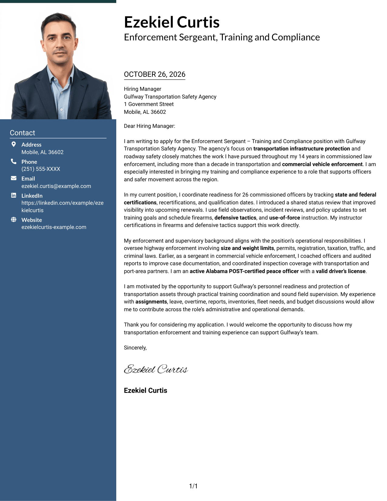 Cover letter example — page 1