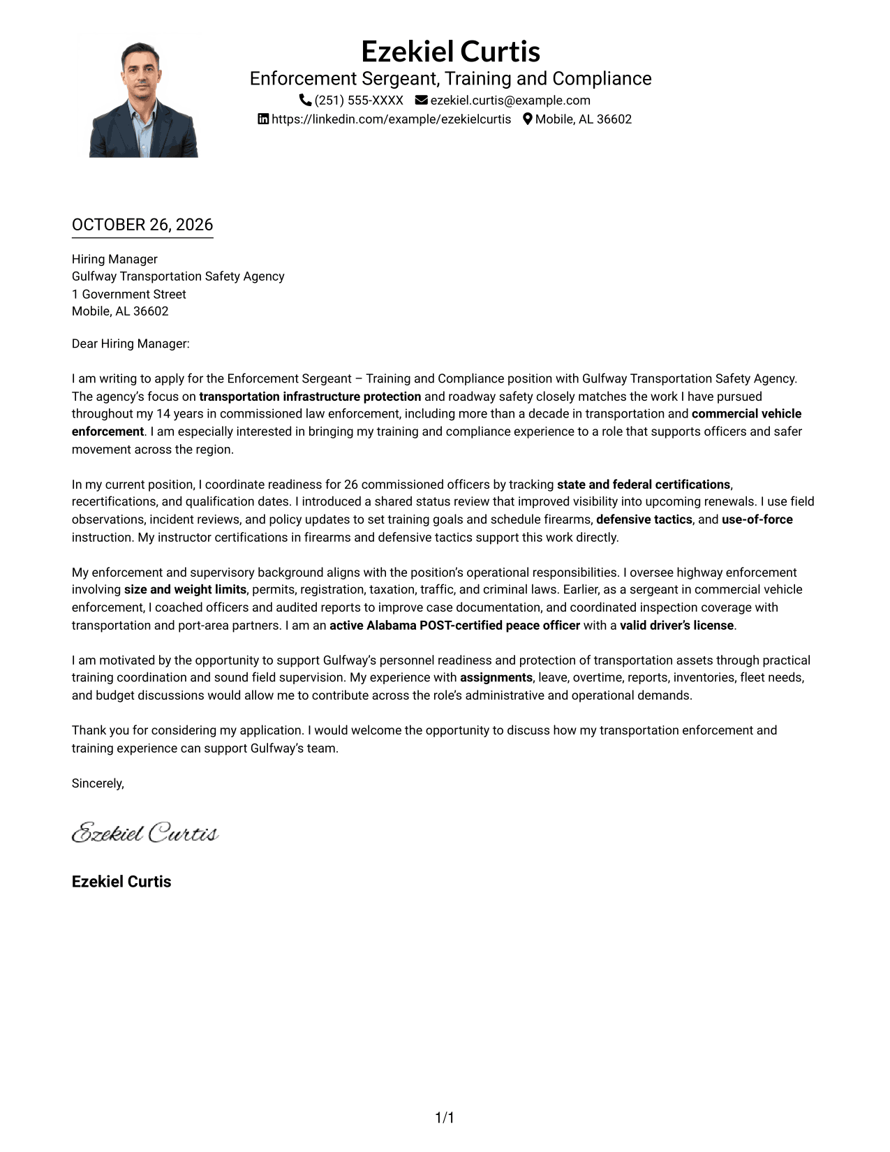 Cover letter example — page 1