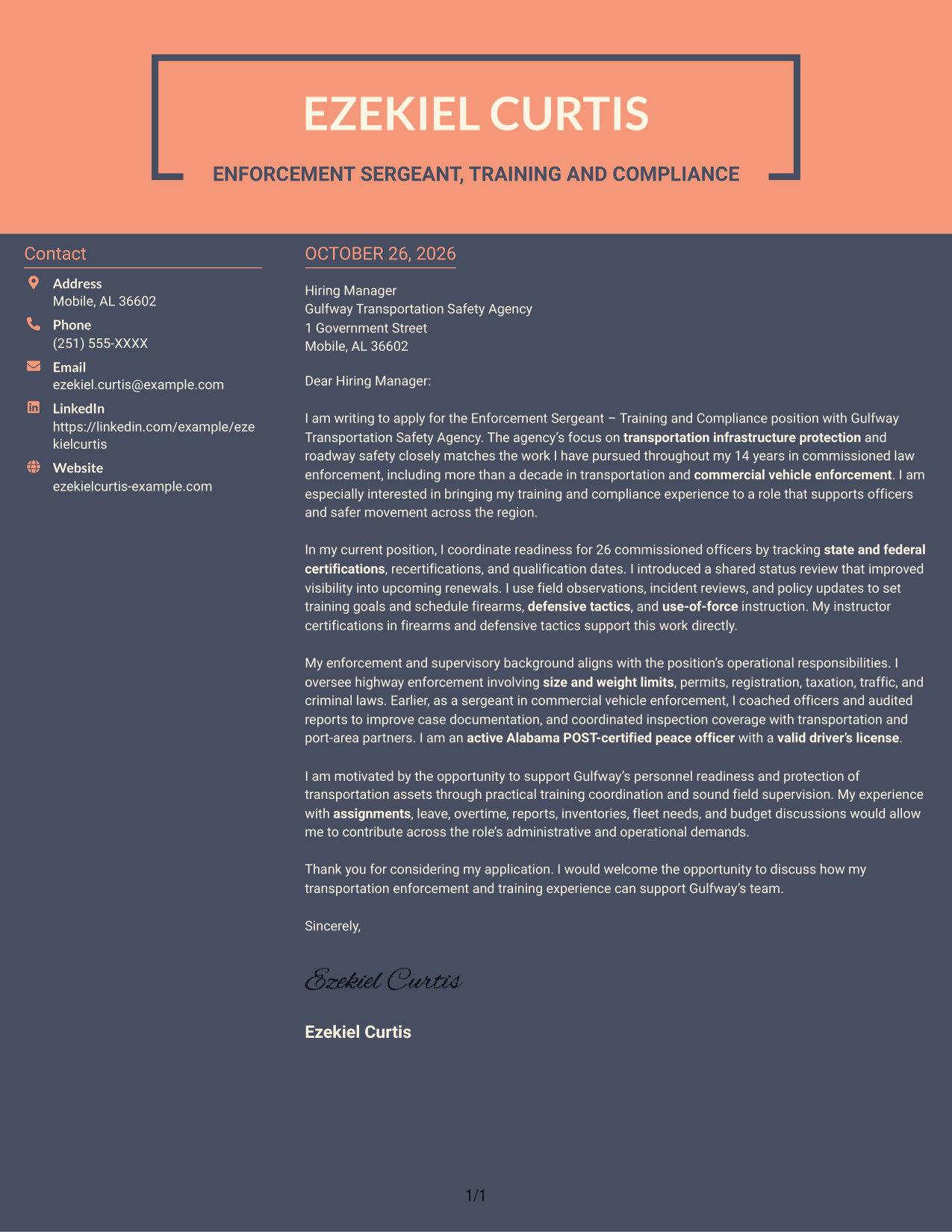 Cover letter example — page 1