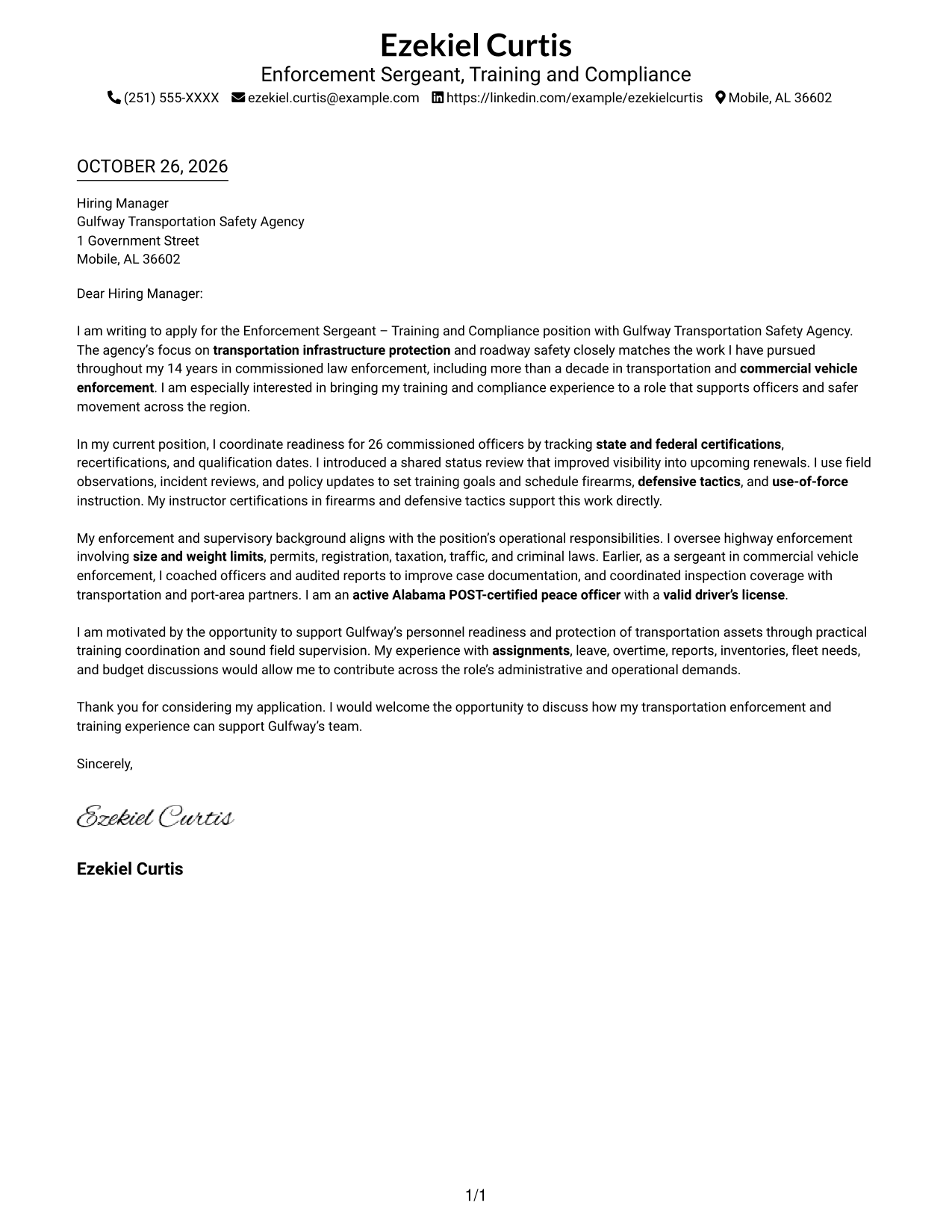 Cover letter example — page 1