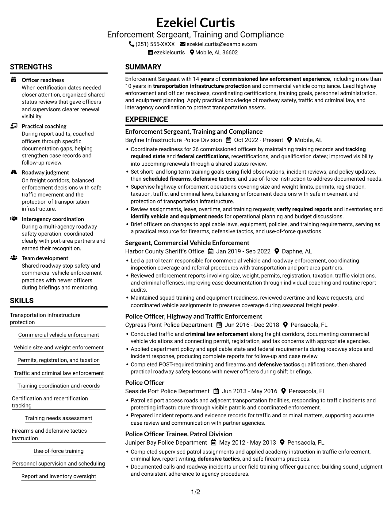 Resume example — page 1