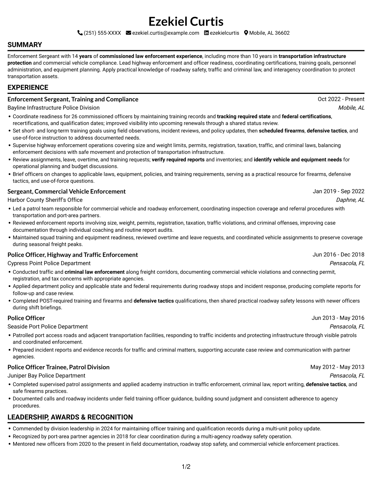 Resume example — page 1