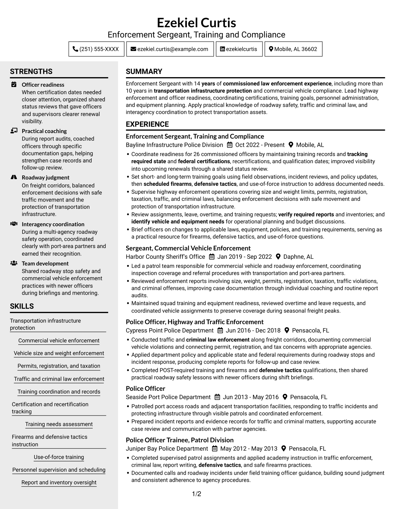 Resume example — page 1