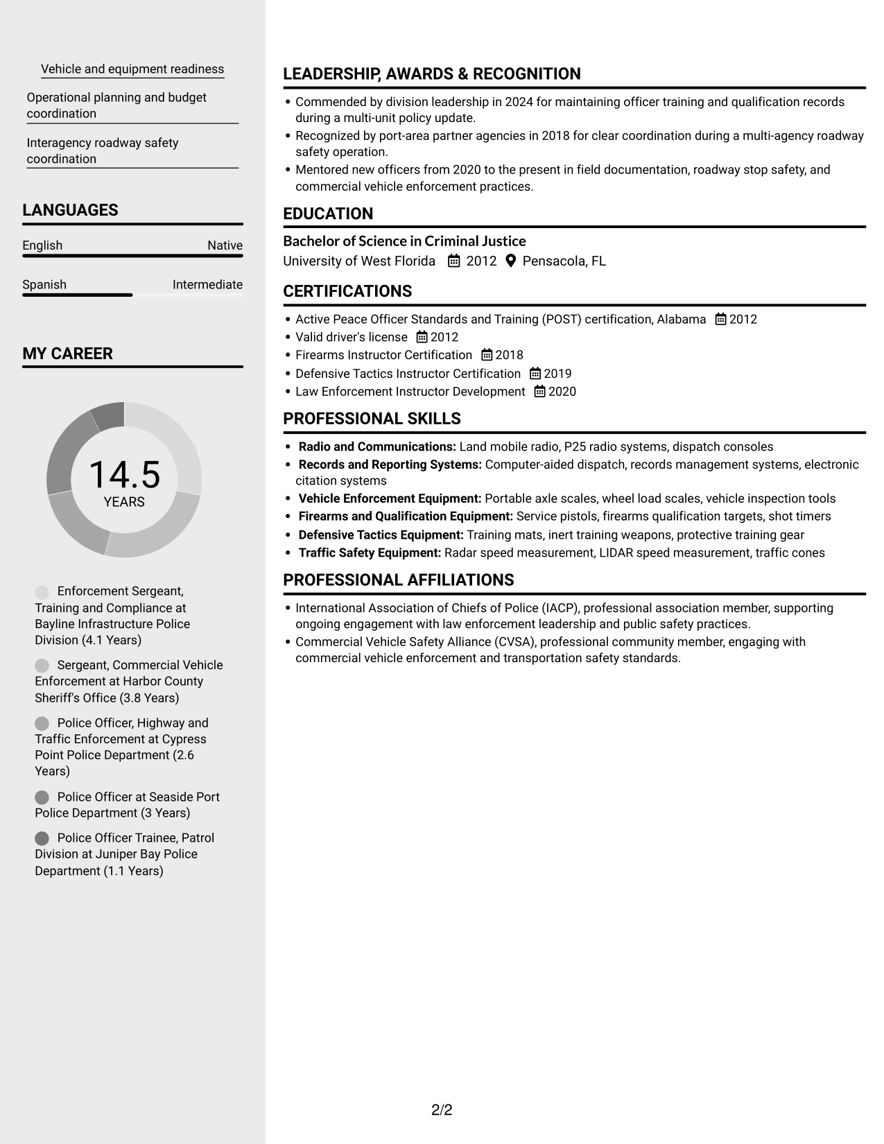 Resume example — page 2