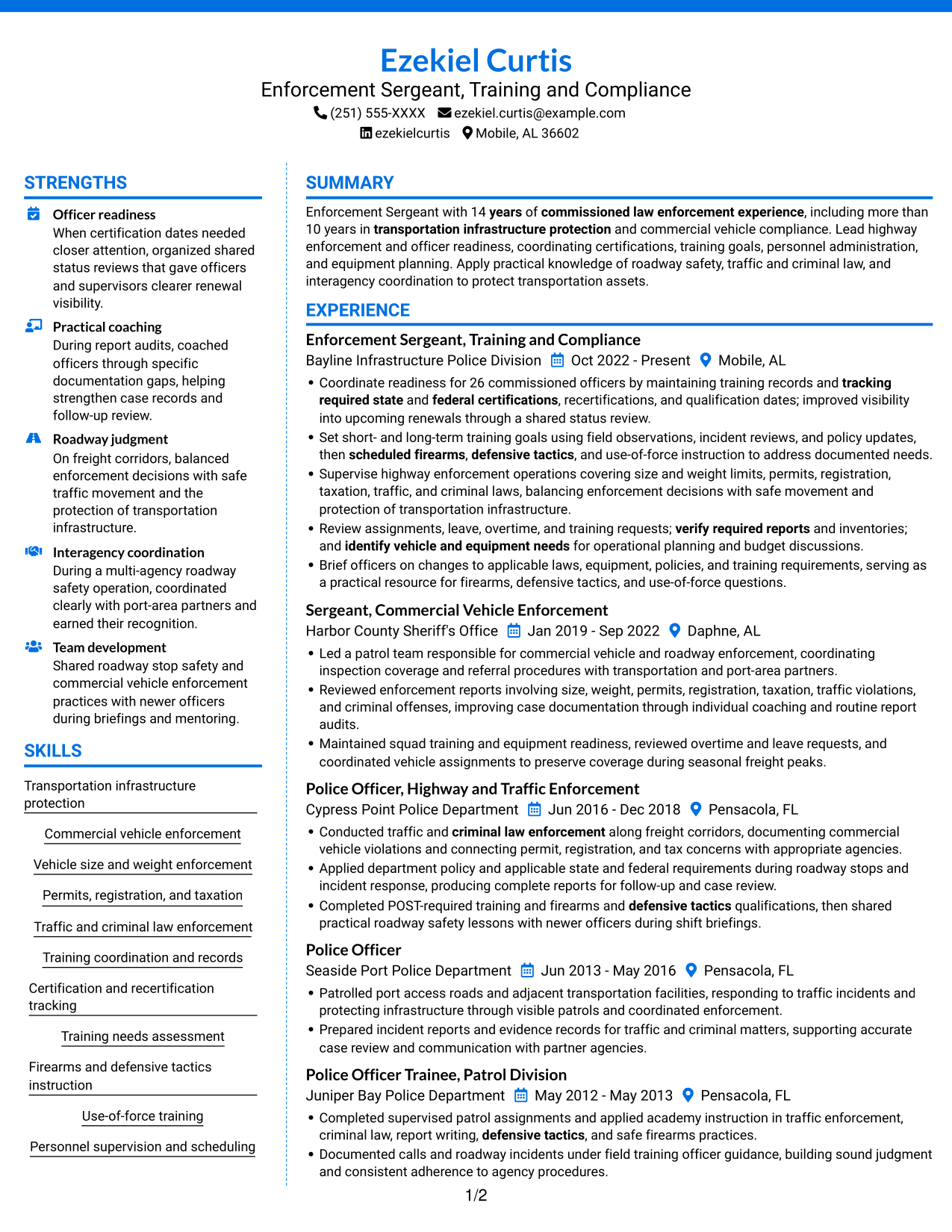 Resume example — page 1