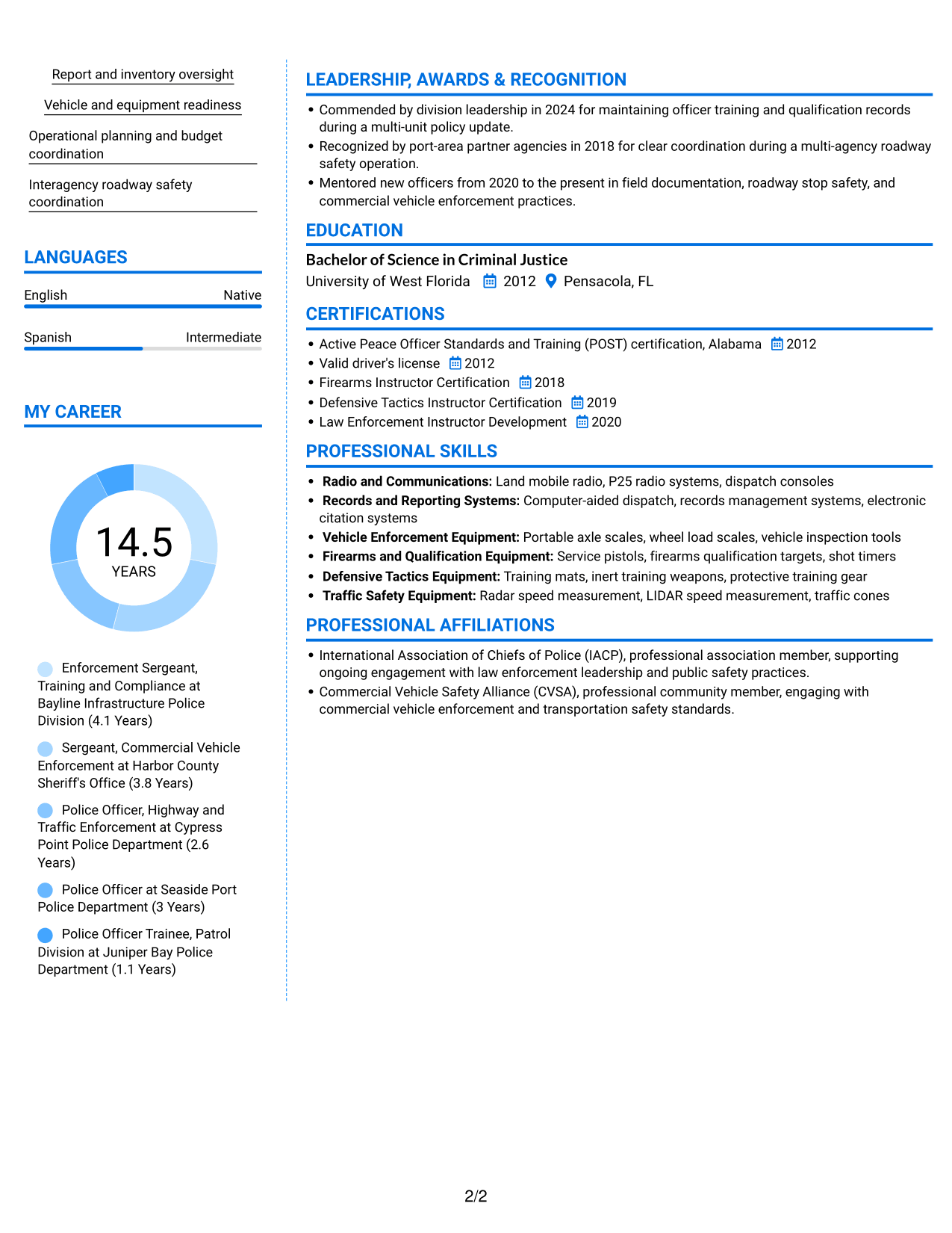 Resume example — page 2